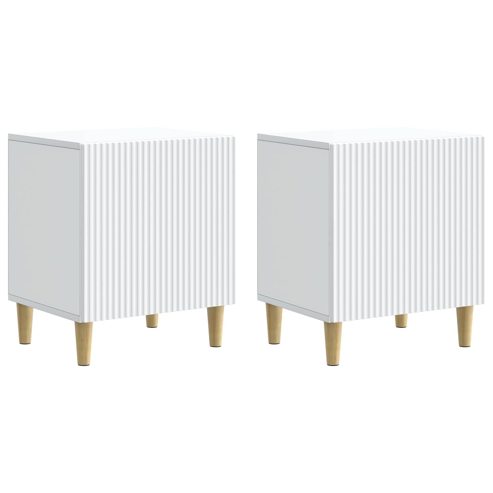 Κομοδίνο 2 pcs Λευκό 43 x 34,5 x 50 εκ Επεξεργασμένο Ξύλο - Pakobazaar