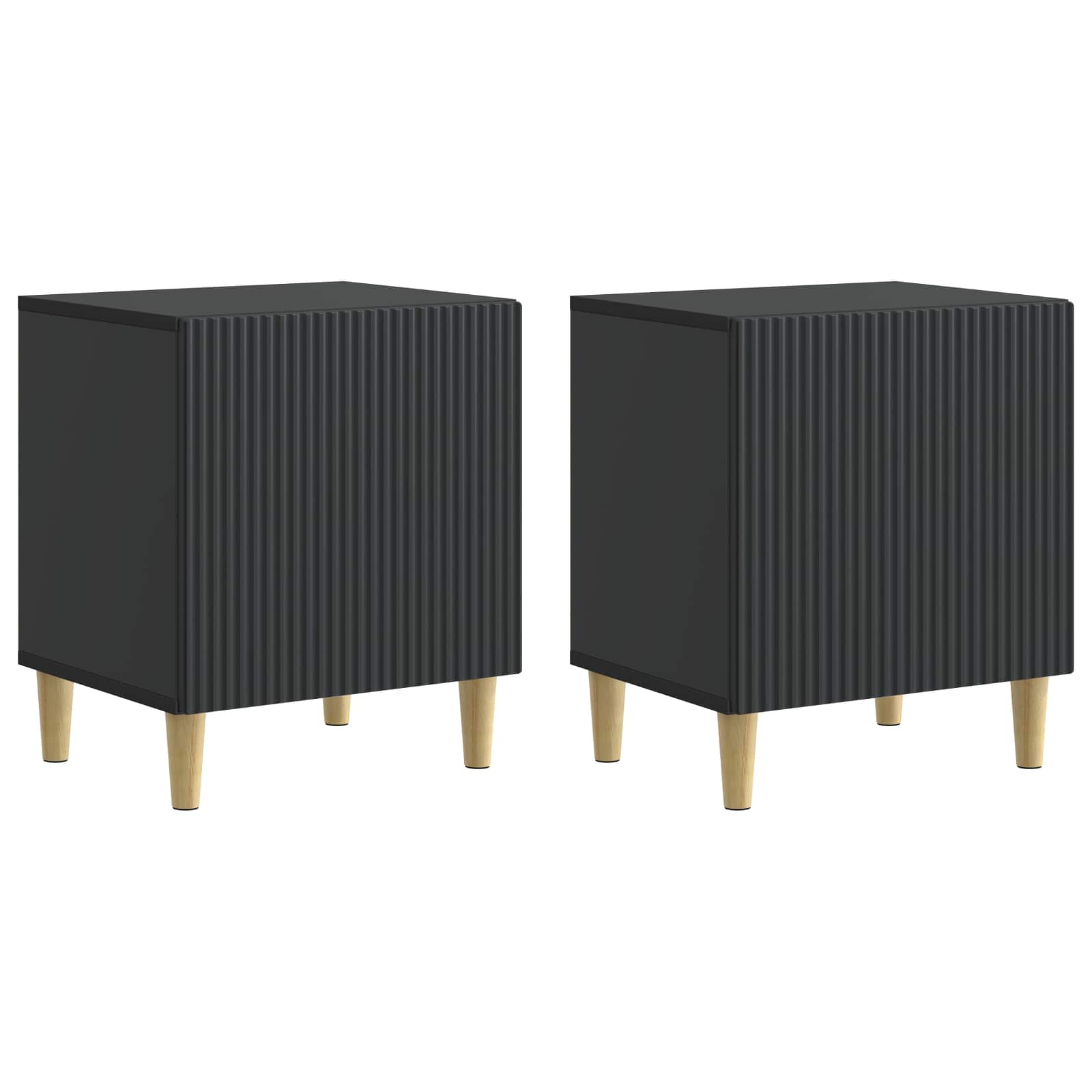 Κομοδίνο 2 pcs Μαύρο 43 x 34,5 x 50 εκ Επεξεργασμένο Ξύλο - Pakobazaar