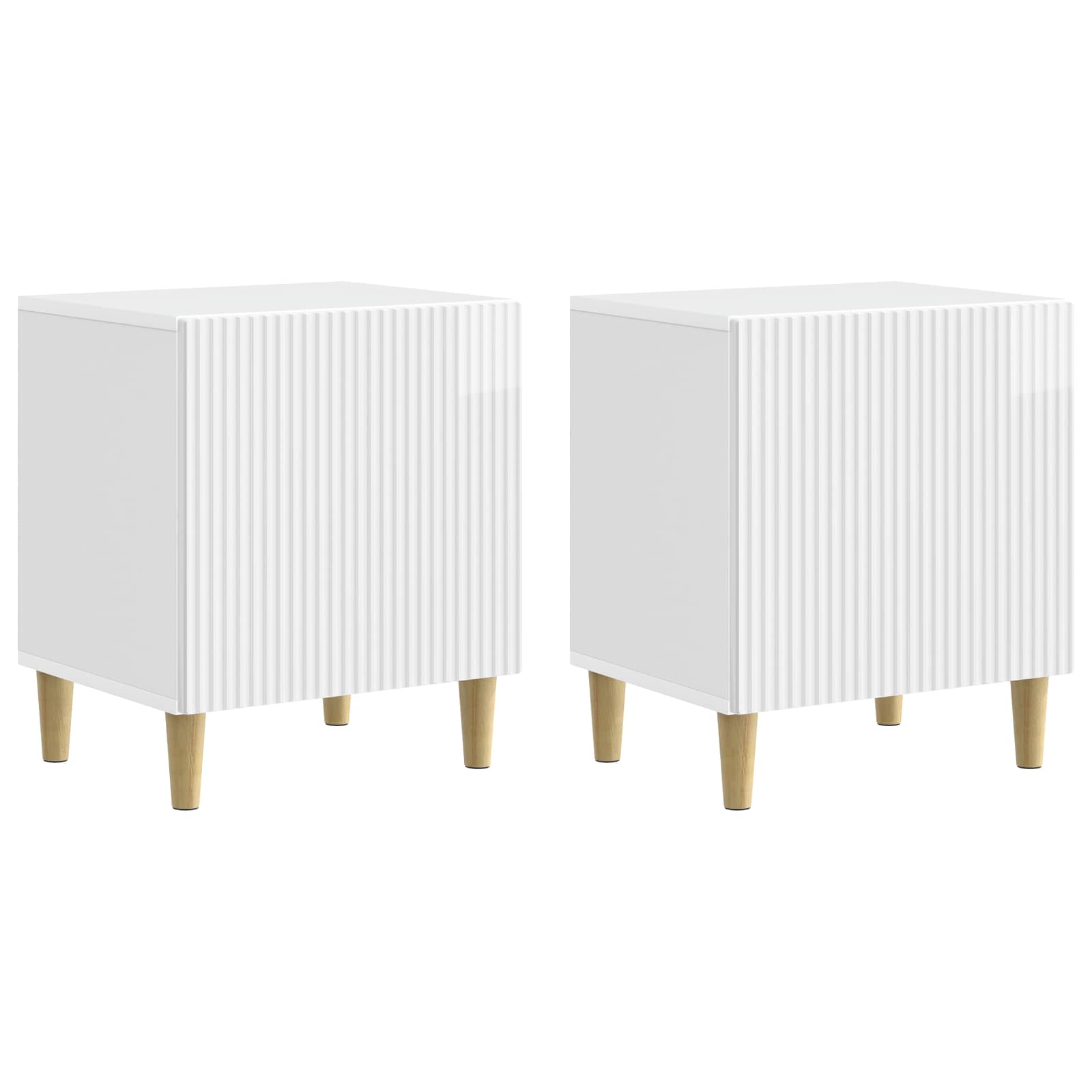 Κομοδίνο 2 pcs Γυαλιστερό Λευκό 43 x 34,5 x 50 εκ - Pakobazaar