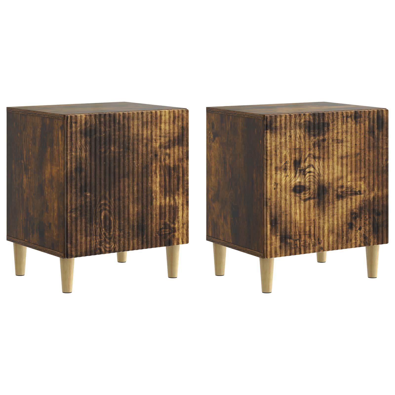 Κομοδίνο 2 pcs Καπνισμένο Ξύλο Δρυός 43 x 34,5 x 50 εκ - Pakobazaar