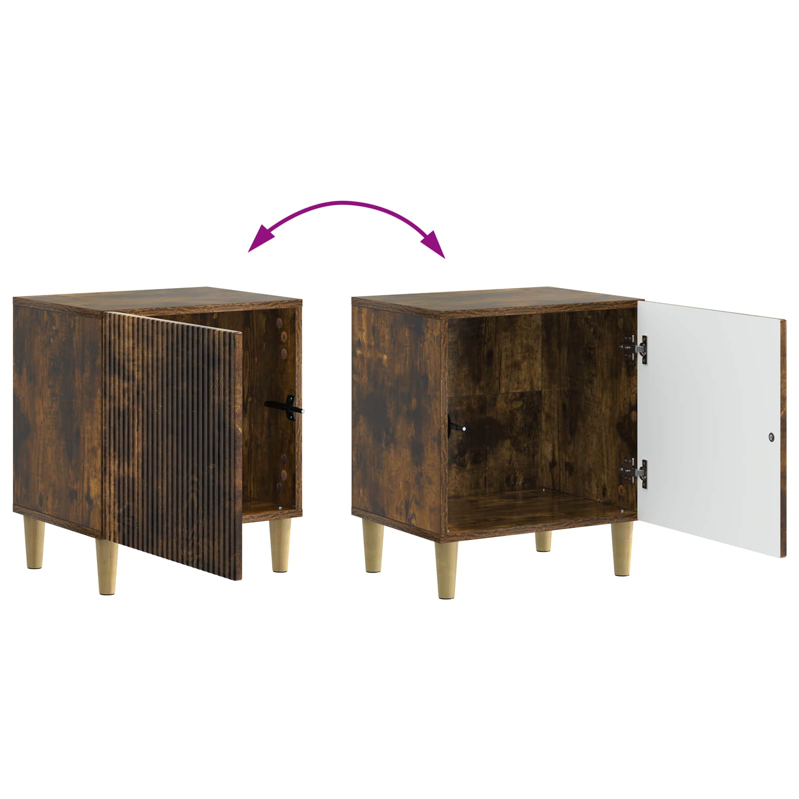 Κομοδίνο 2 pcs Καπνισμένο Ξύλο Δρυός 43 x 34,5 x 50 εκ - Pakobazaar
