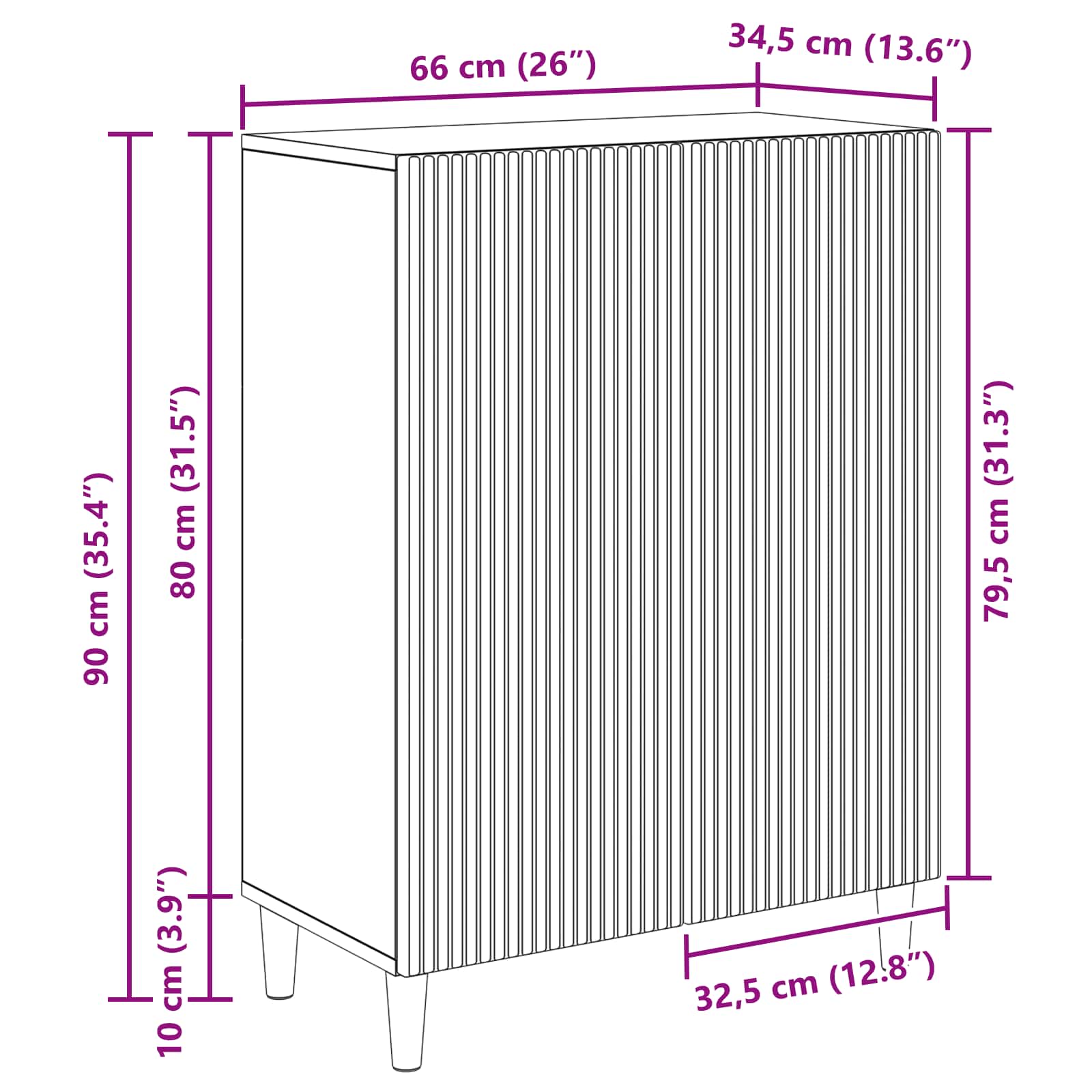 Πλαϊνό γραφείο Γυαλιστερό Λευκό 66 x 34,5 x 90 εκ - Pakobazaar