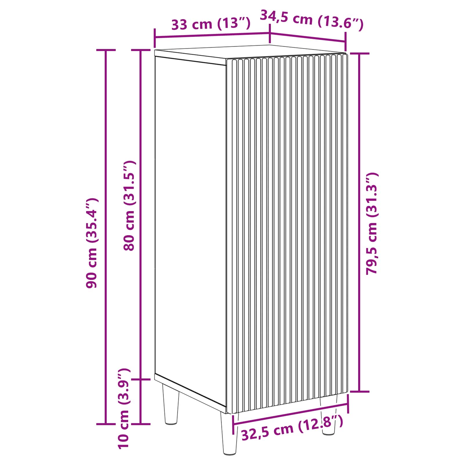 Πλαϊνό γραφείο Γκρι Σκυροδέματος 33 x 34,5 x 90 εκ - Pakobazaar