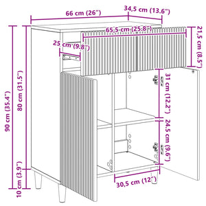 Πλαϊνό γραφείο Καπνισμένο Ξύλο Δρυός 66 x 34,5 x 90 εκ - Pakobazaar