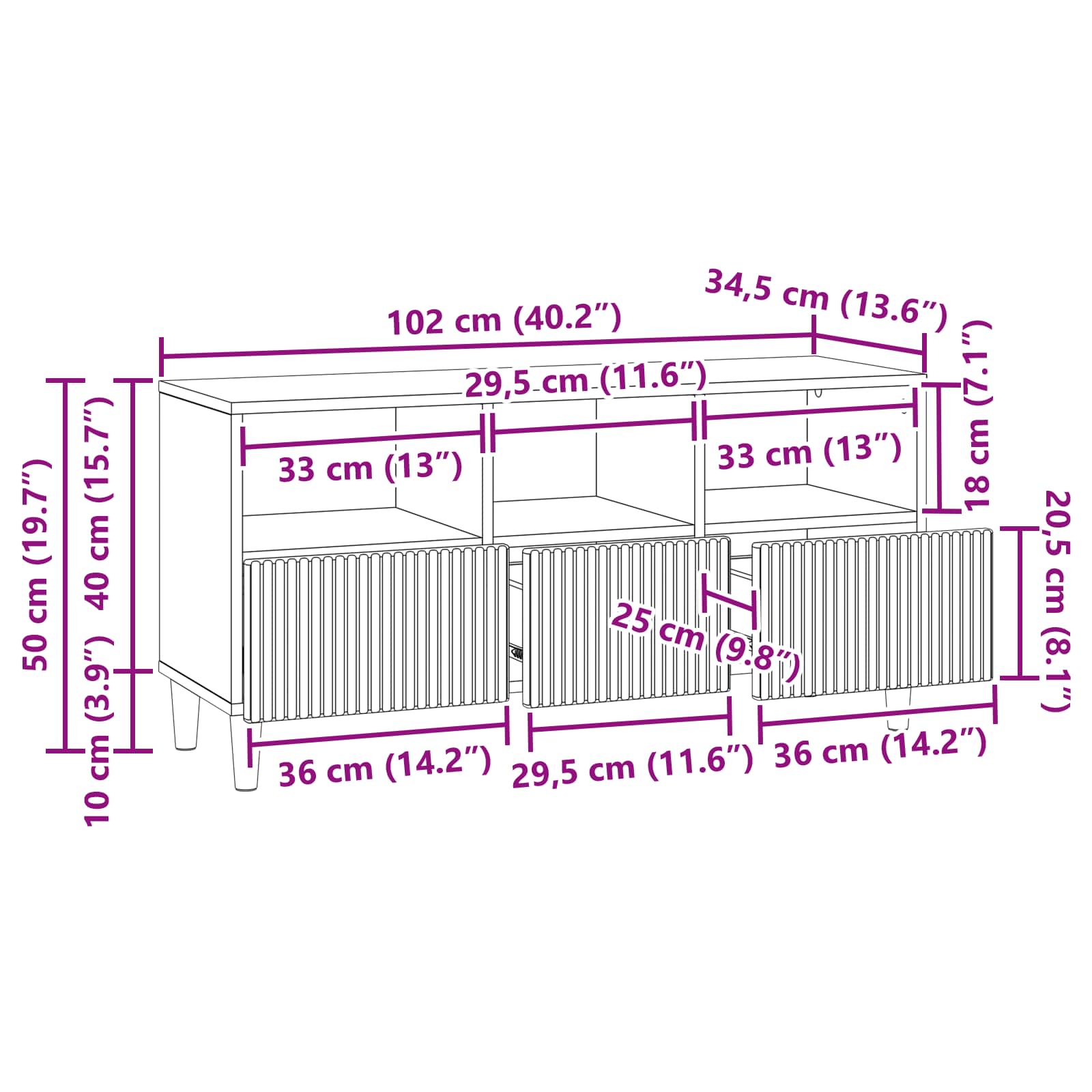 Ντουλάπι TV με συρτάρι Γκρι Σκυροδέματος 102 x 34,5 x 50 εκ. - Pakobazaar
