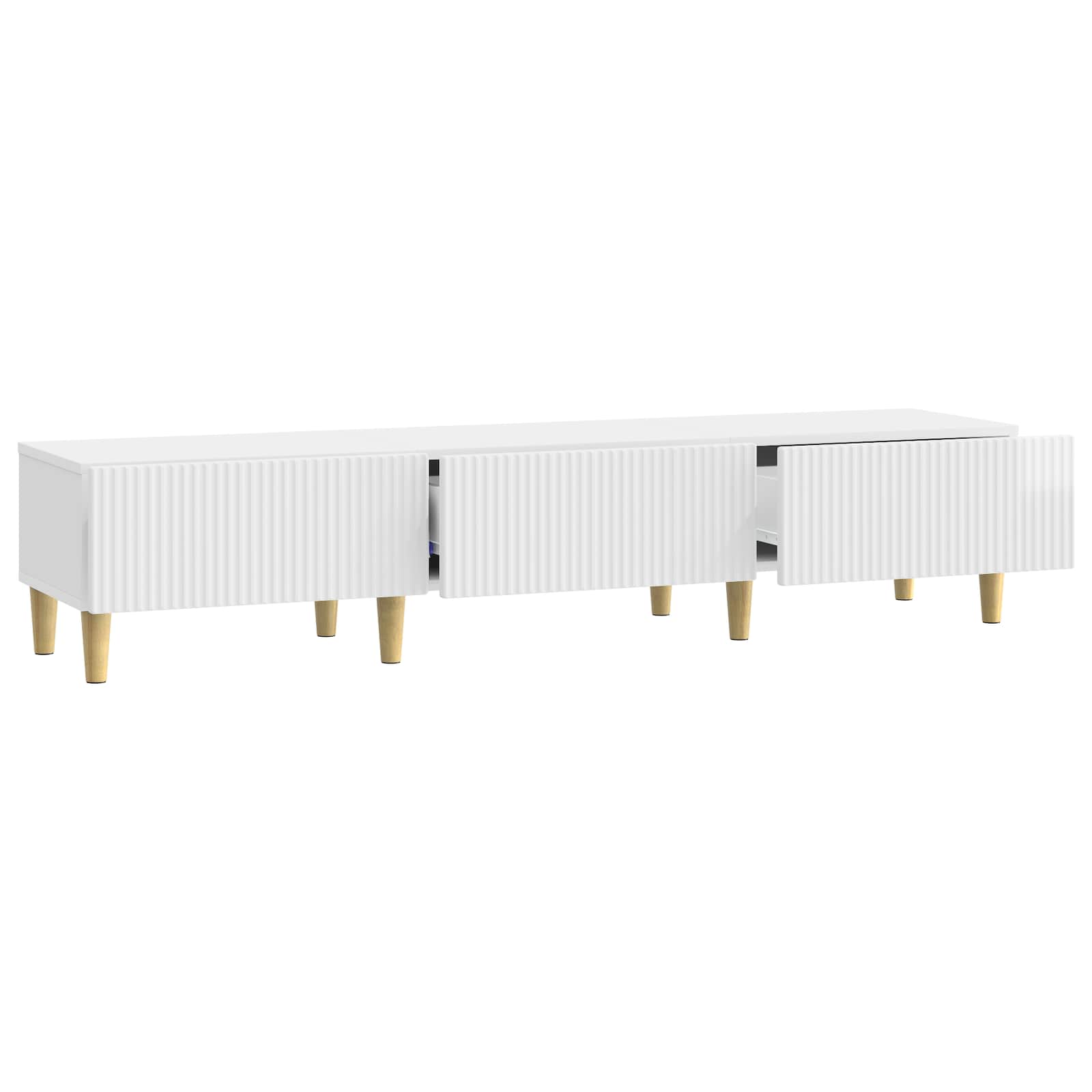 Ντουλάπι TV με συρτάρι Γυαλιστερό Λευκό 147 x 34,5 x 30 εκ - Pakobazaar