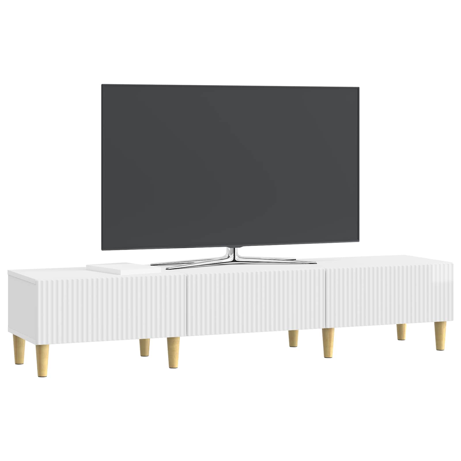 Ντουλάπι TV με συρτάρι Γυαλιστερό Λευκό 147 x 34,5 x 30 εκ - Pakobazaar