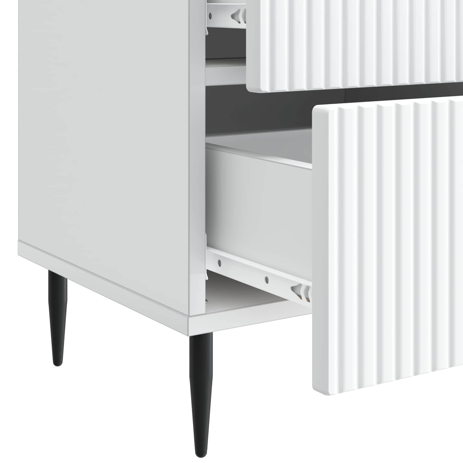 Κομοδίνο 2 pcs Λευκό 43 x 34,5 x 47,5 εκ Επεξεργασμένο Ξύλο - Pakobazaar