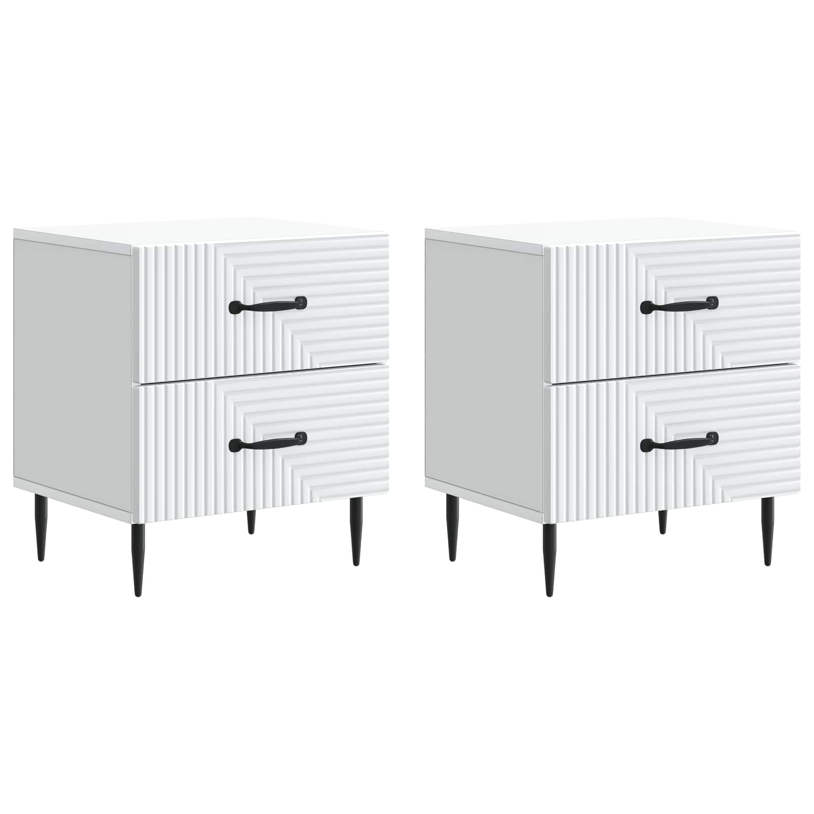 Κομοδίνο 2 pcs Λευκό 43 x 34,5 x 47,5 εκ Επεξεργασμένο Ξύλο - Pakobazaar