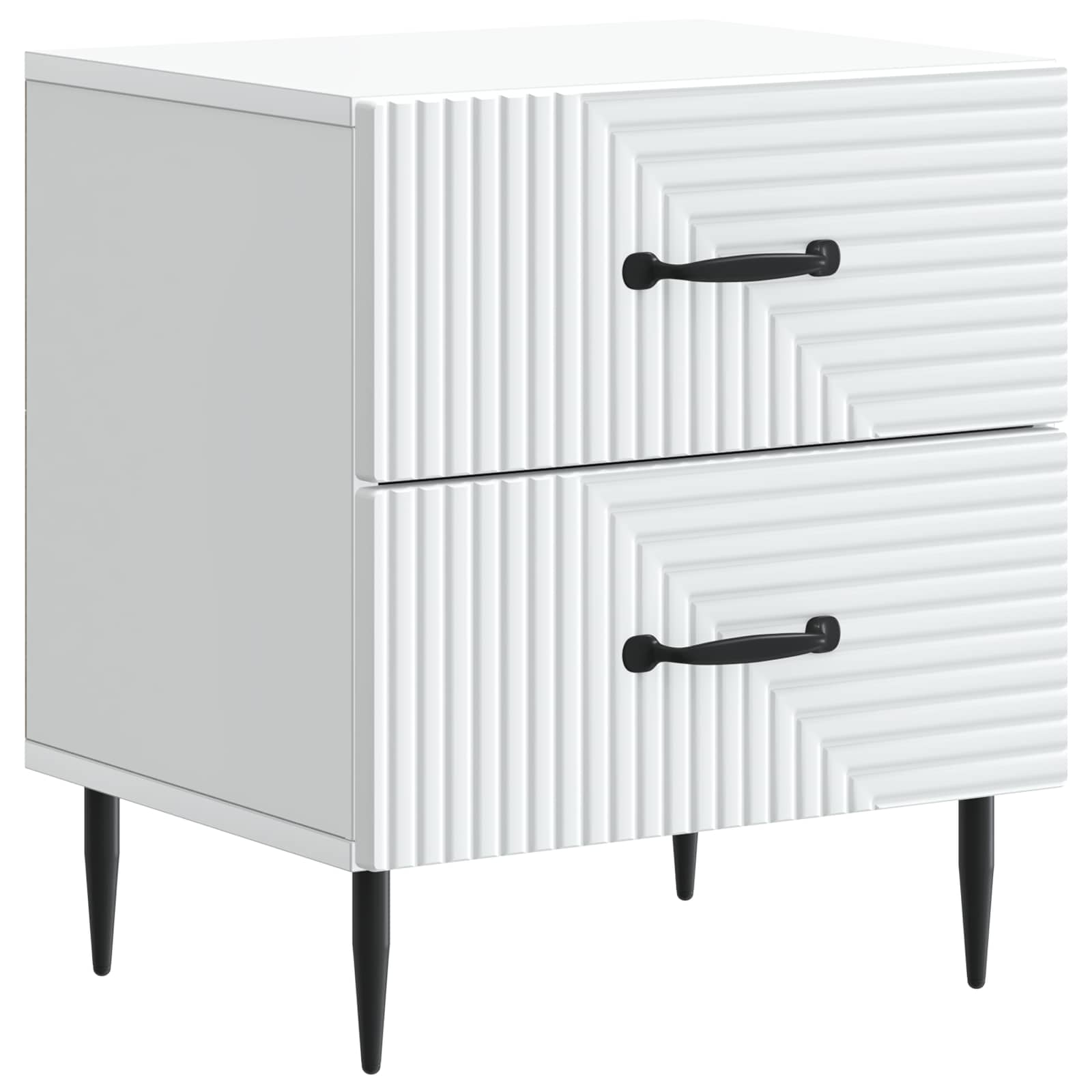 Κομοδίνο 2 pcs Λευκό 43 x 34,5 x 47,5 εκ Επεξεργασμένο Ξύλο - Pakobazaar