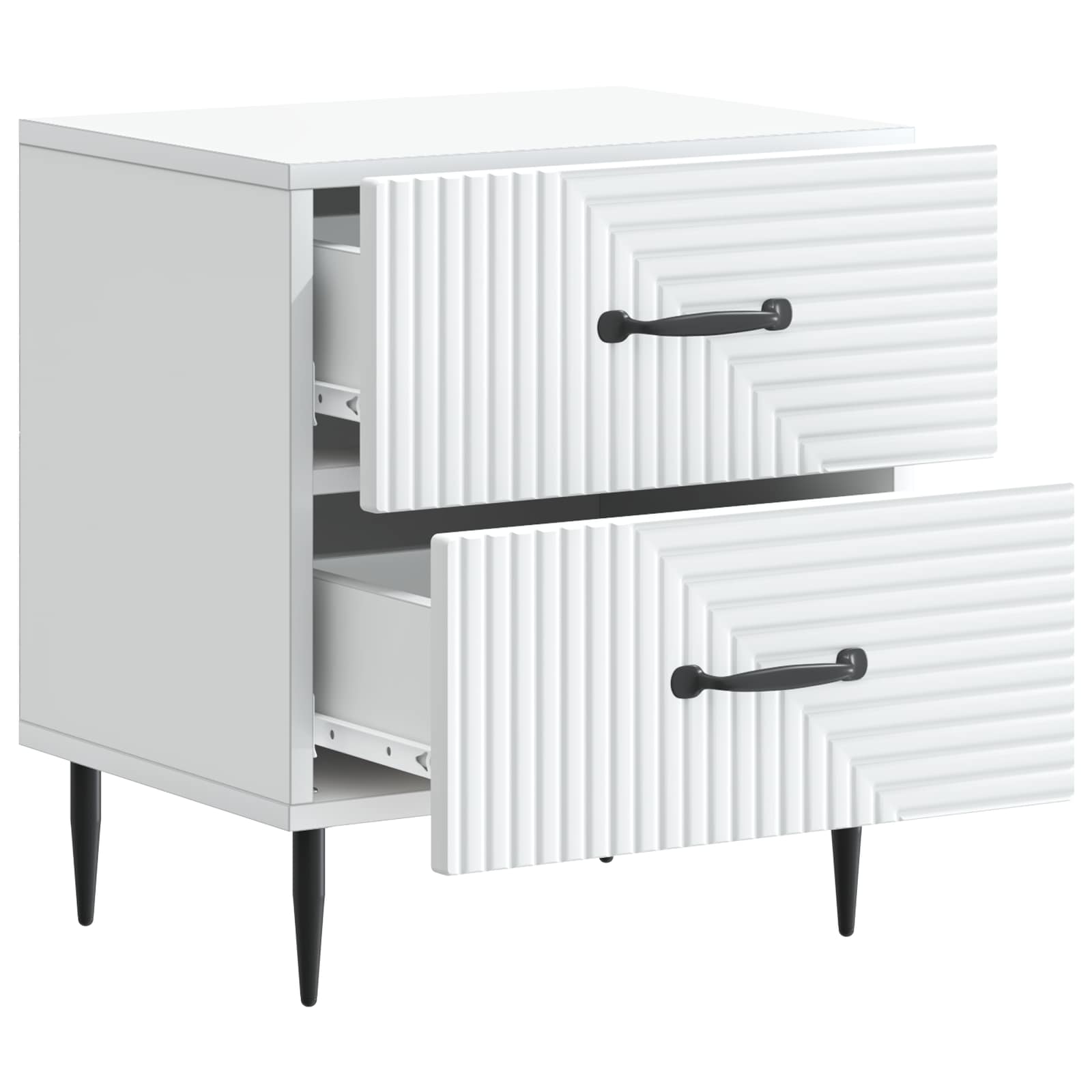 Κομοδίνο 2 pcs Λευκό 43 x 34,5 x 47,5 εκ Επεξεργασμένο Ξύλο - Pakobazaar