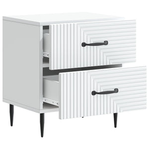 Κομοδίνο 2 pcs Λευκό 43 x 34,5 x 47,5 εκ Επεξεργασμένο Ξύλο - Pakobazaar