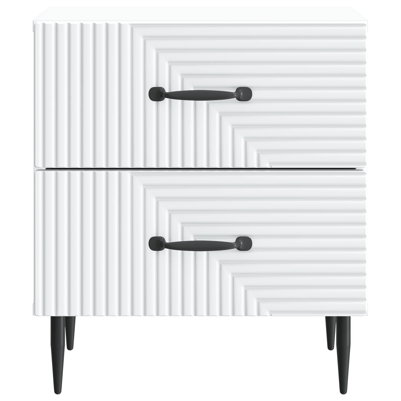 Κομοδίνο 2 pcs Λευκό 43 x 34,5 x 47,5 εκ Επεξεργασμένο Ξύλο - Pakobazaar