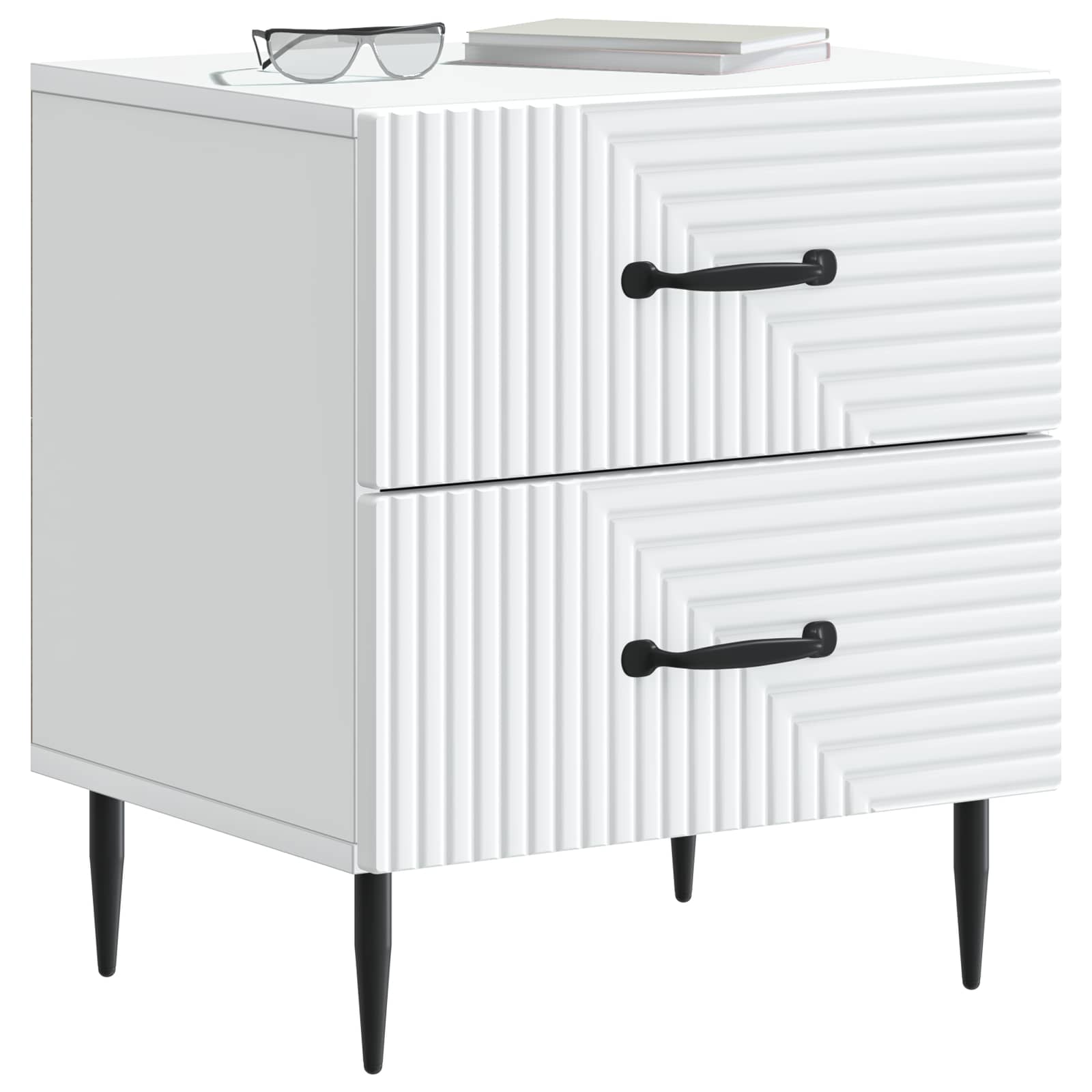 Κομοδίνο 2 pcs Λευκό 43 x 34,5 x 47,5 εκ Επεξεργασμένο Ξύλο - Pakobazaar