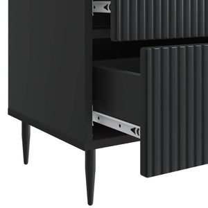 Κομοδίνο 2 pcs Μαύρο 43 x 34,5 x 47,5 εκ Επεξεργασμένο Ξύλο - Pakobazaar