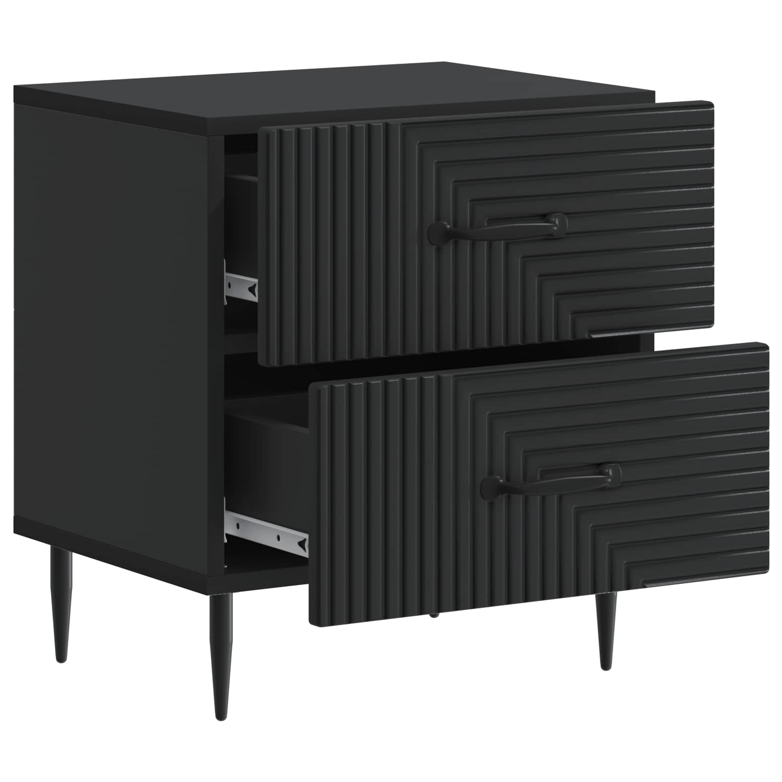 Κομοδίνο 2 pcs Μαύρο 43 x 34,5 x 47,5 εκ Επεξεργασμένο Ξύλο - Pakobazaar