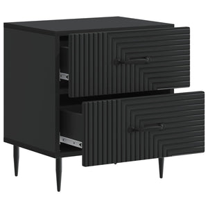 Κομοδίνο 2 pcs Μαύρο 43 x 34,5 x 47,5 εκ Επεξεργασμένο Ξύλο - Pakobazaar