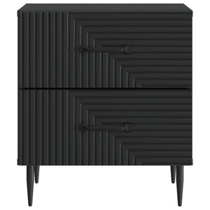 Κομοδίνο 2 pcs Μαύρο 43 x 34,5 x 47,5 εκ Επεξεργασμένο Ξύλο - Pakobazaar