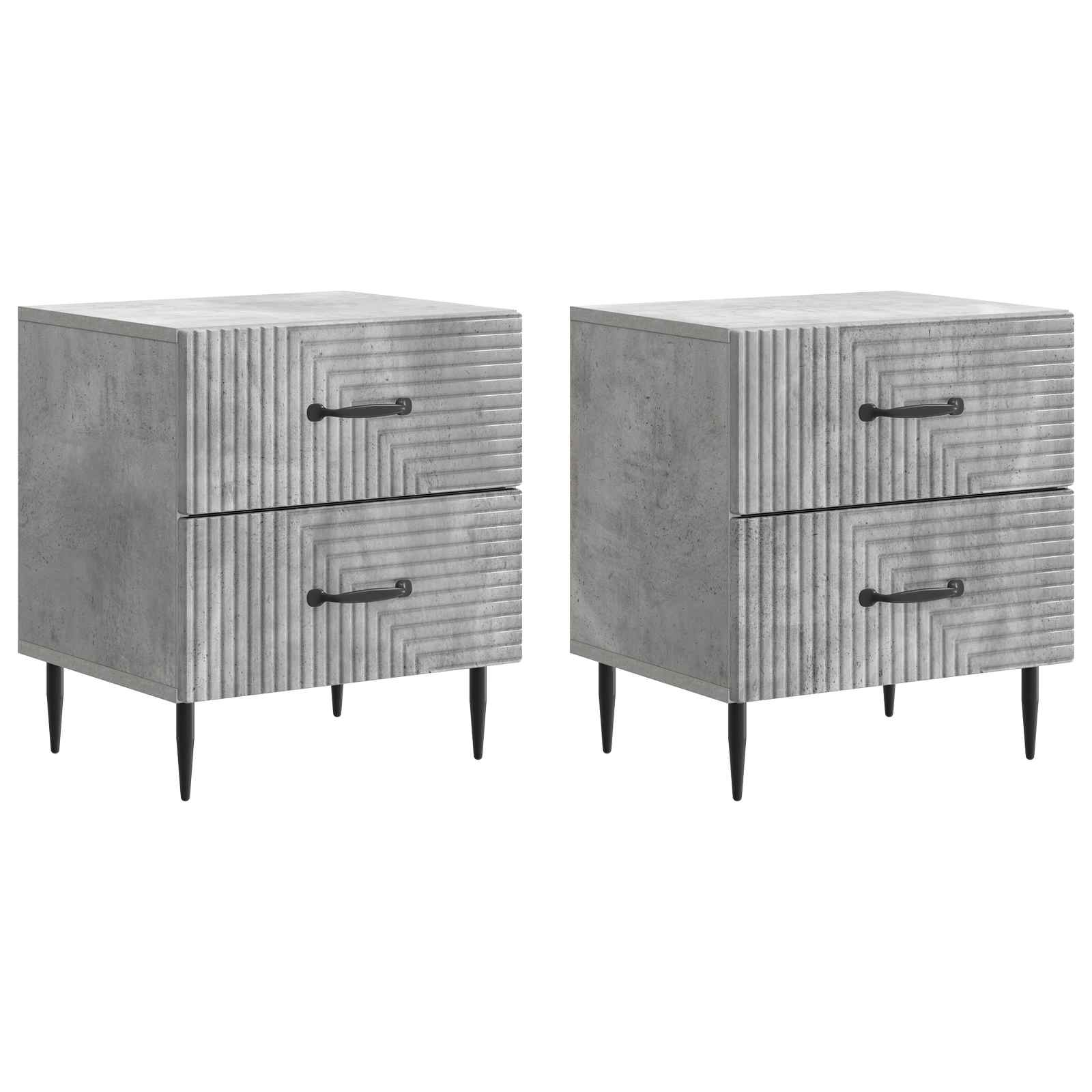 Κομοδίνο με συρτάρι 2 pcs Γκρι Σκυροδέματος 43 x 34,5 x 47,5 εκ - Pakobazaar