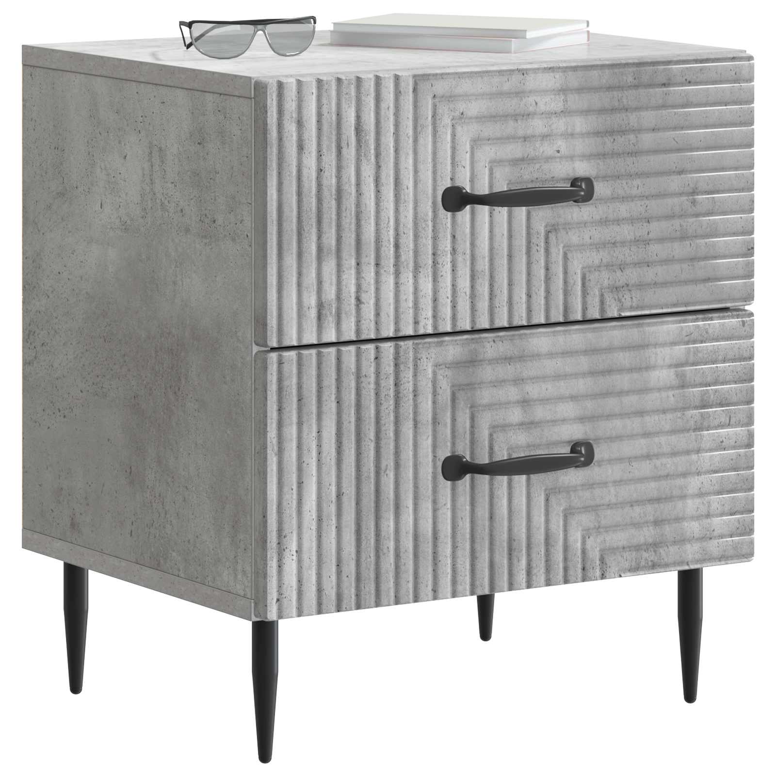 Κομοδίνο με συρτάρι 2 pcs Γκρι Σκυροδέματος 43 x 34,5 x 47,5 εκ - Pakobazaar