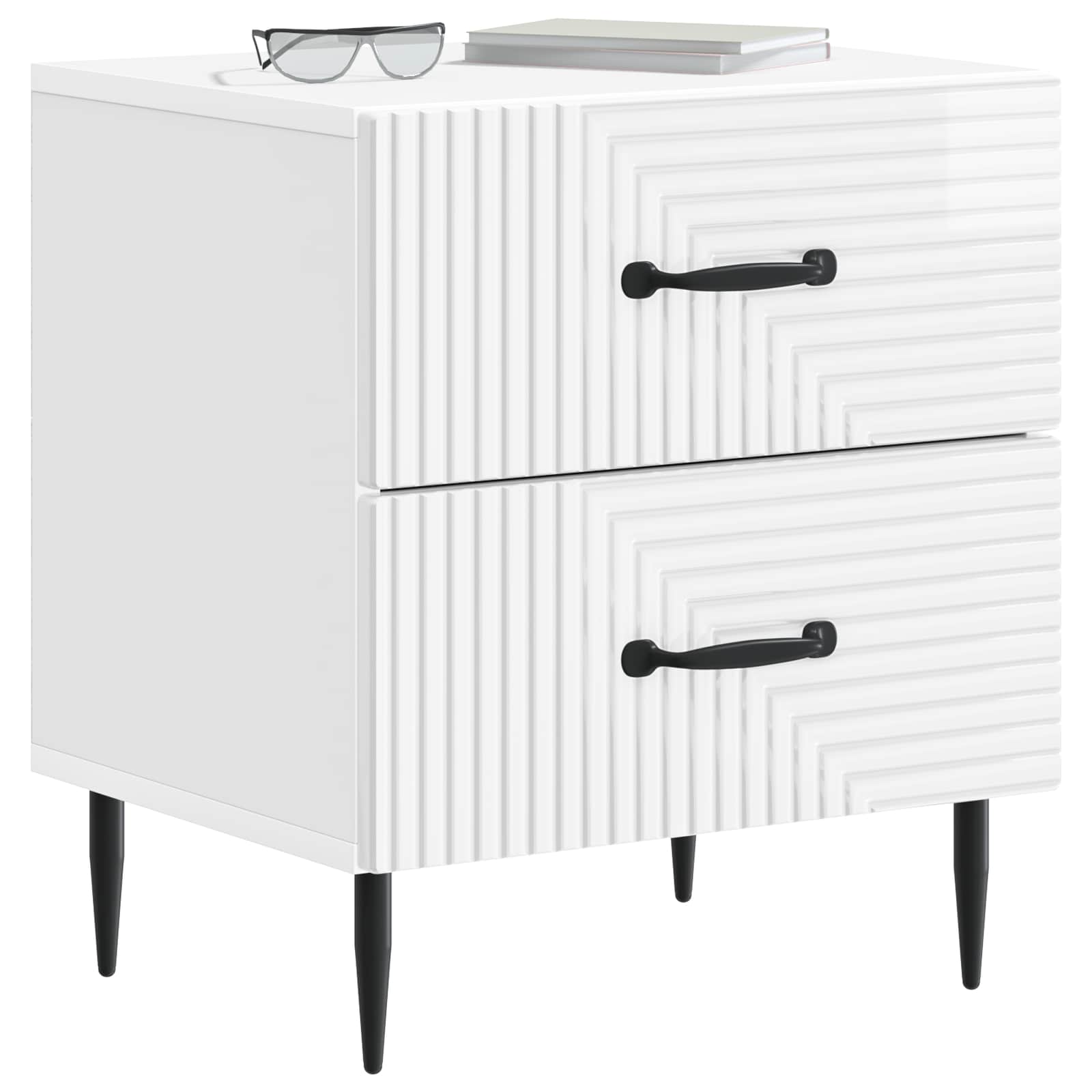 Κομοδίνο με συρτάρι Γυαλιστερό Λευκό 43 x 34,5 x 47,5 εκ - Pakobazaar