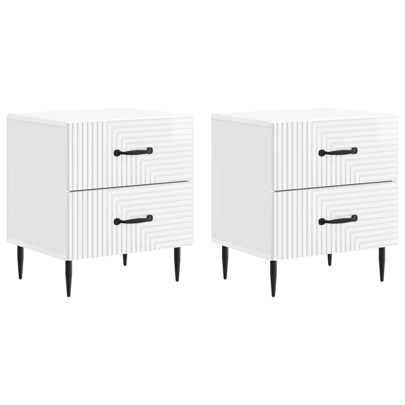 Κομοδίνο με συρτάρι 2 pcs Γυαλιστερό Λευκό 43 x 34,5 x 47,5 εκ - Pakobazaar
