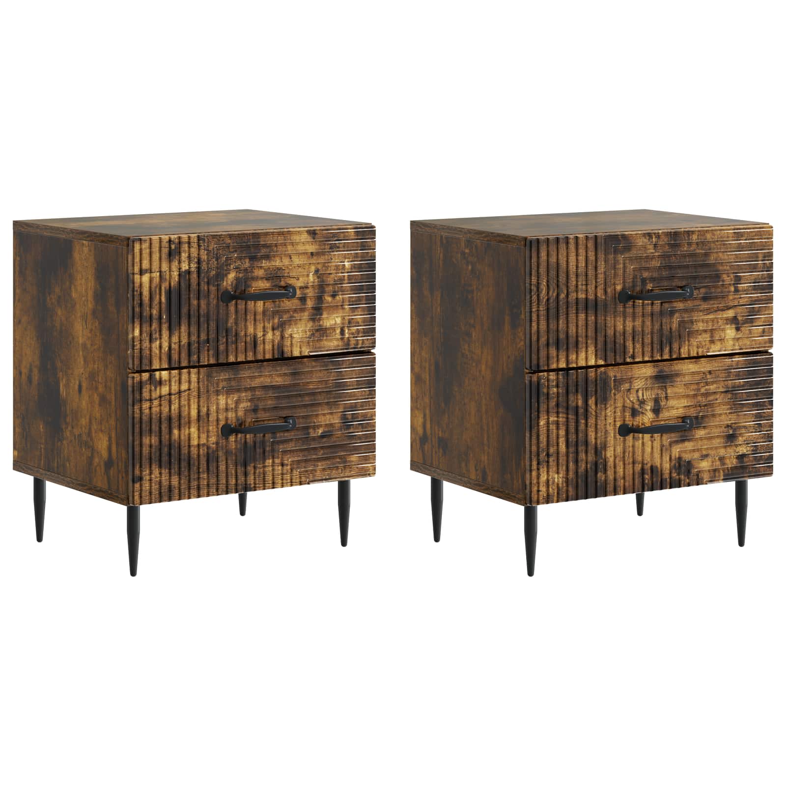 Κομοδίνο 2 pcs Καπνισμένο Ξύλο Δρυός 43 x 34,5 x 47,5 εκ - Pakobazaar