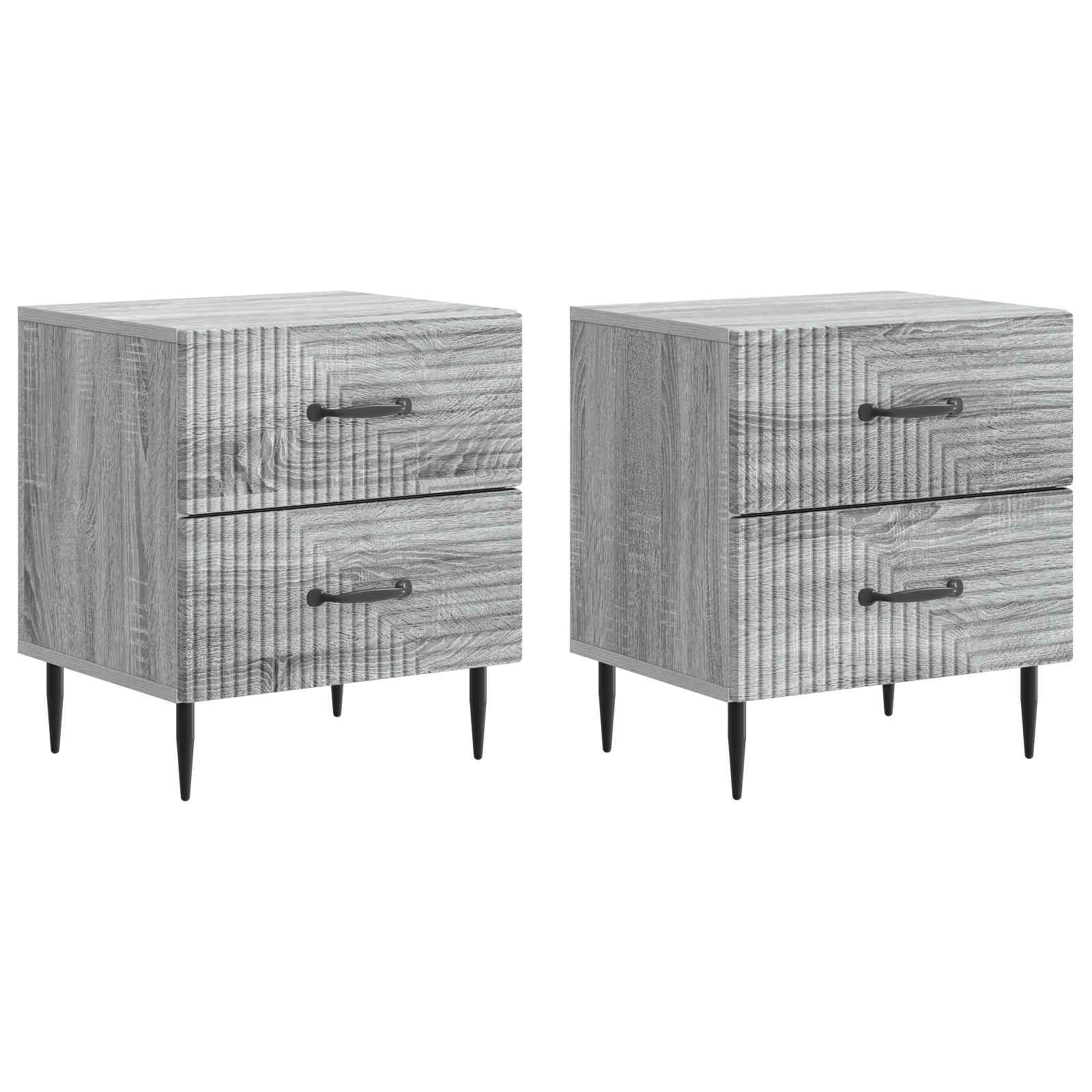 Κομοδίνο με συρτάρι 2 pcs Γκρι Sonoma 43 x 34,5 x 47,5 εκ - Pakobazaar