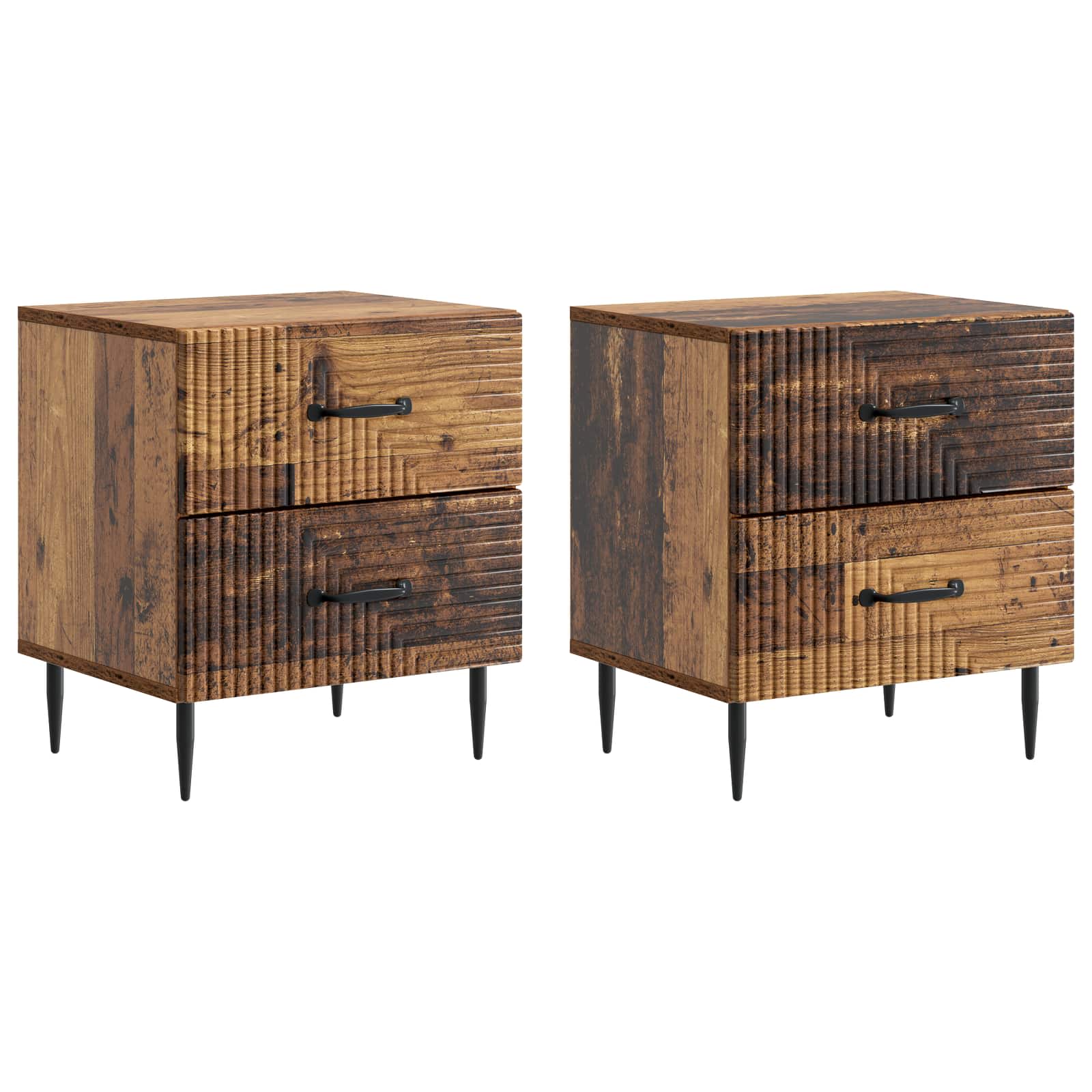 Κομοδίνο με συρτάρι 2 pcs Παλαιωμένο ξύλο 43 x 34,5 x 47,5 εκ - Pakobazaar