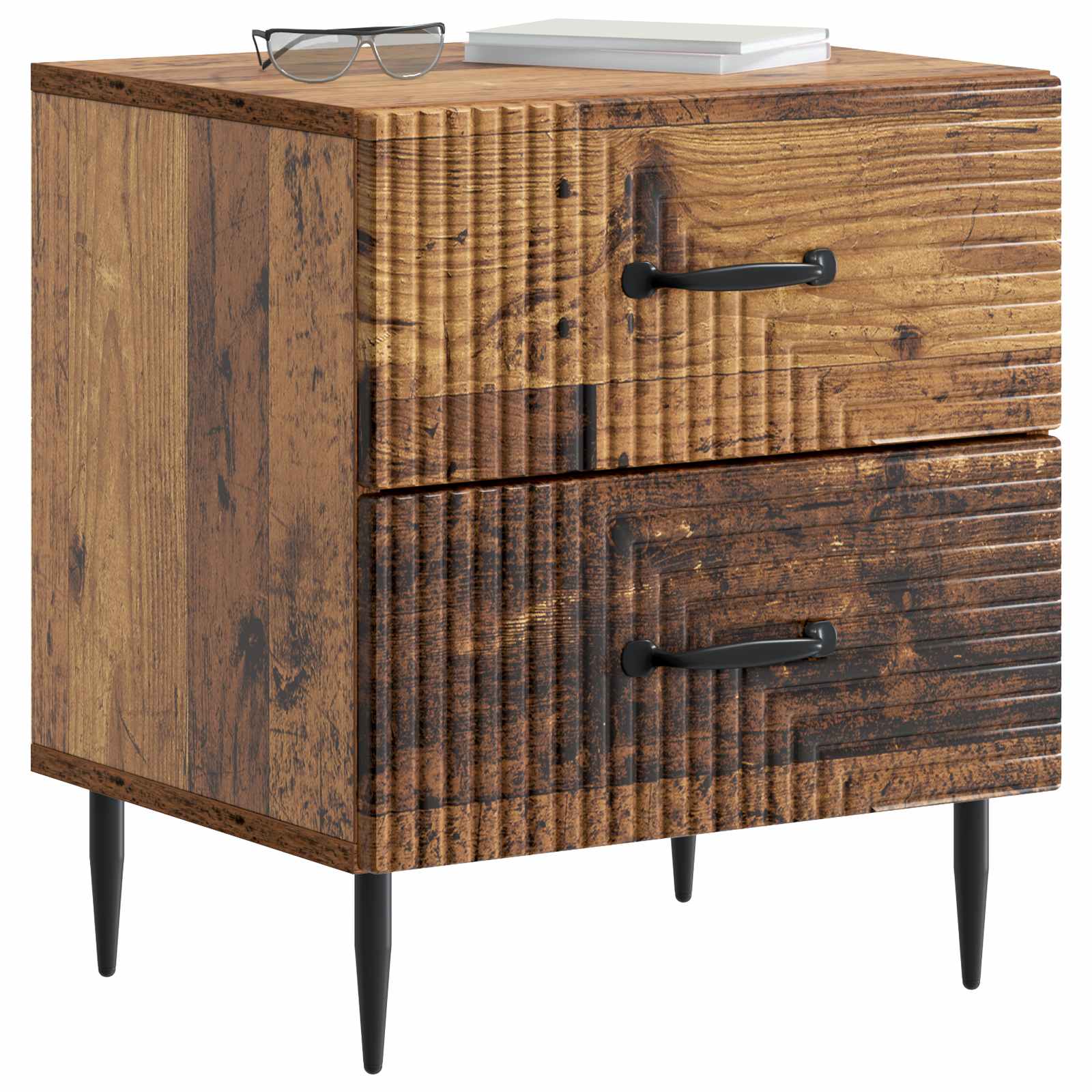 Κομοδίνο με συρτάρι 2 pcs Παλαιωμένο ξύλο 43 x 34,5 x 47,5 εκ - Pakobazaar