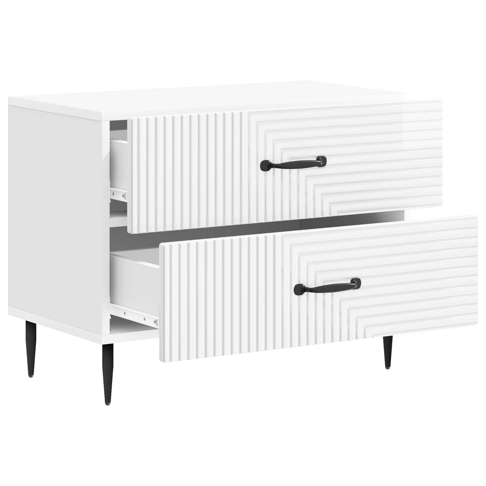 Κομοδίνο με συρτάρι Γυαλιστερό Λευκό 62 x 34,5 x 47,5 εκ - Pakobazaar