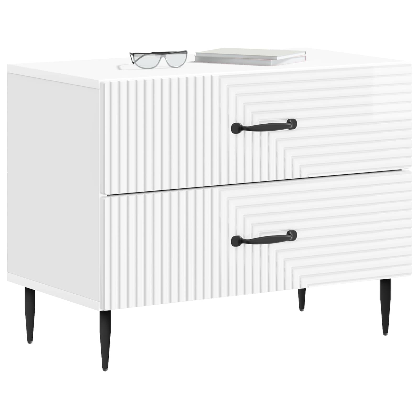 Κομοδίνο με συρτάρι Γυαλιστερό Λευκό 62 x 34,5 x 47,5 εκ - Pakobazaar