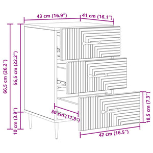 Κομοδίνο Γκρι Sonoma 43 x 41 x 66,5 εκ. Επεξεργασμένο Ξύλο - Pakobazaar