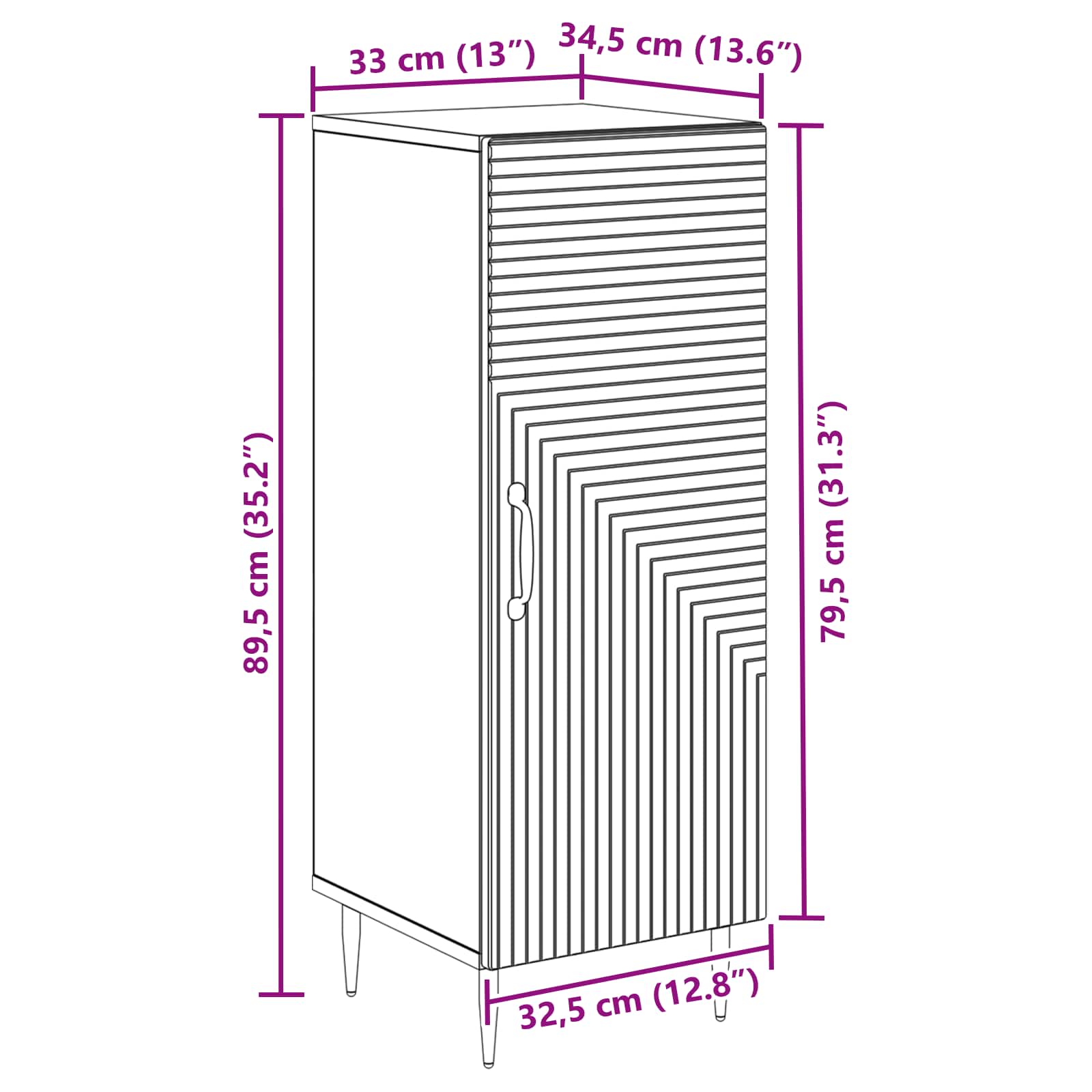Πλαϊνό γραφείο Καπνισμένο Ξύλο Δρυός 33 x 34,5 x 89,5 εκ - Pakobazaar