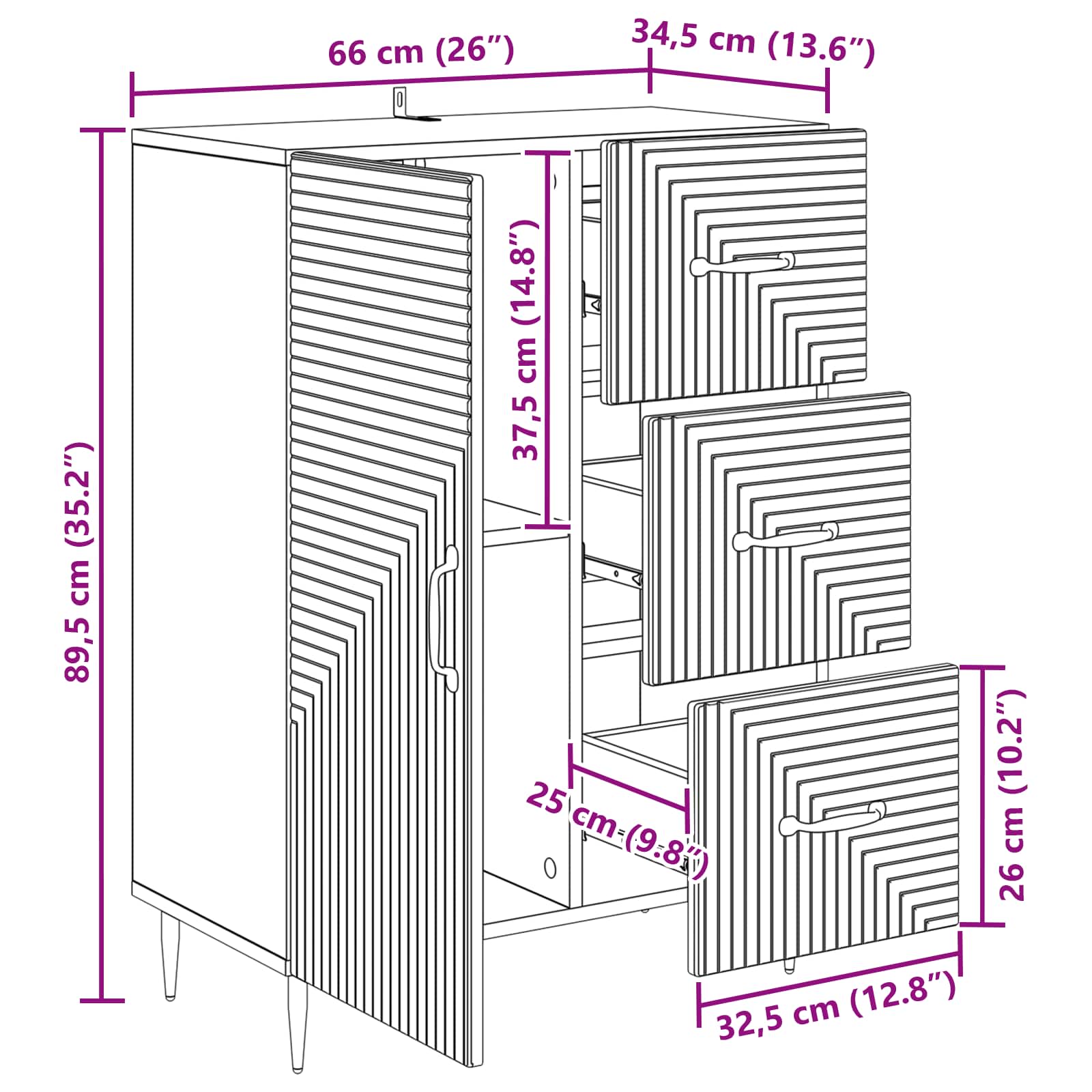 Πλαϊνό γραφείο με συρτάρι Γκρι Sonoma 66 x 34,5 x 89,5 εκ - Pakobazaar