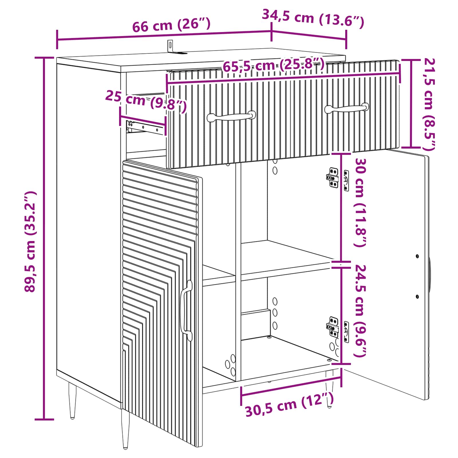 Πλαϊνό γραφείο με συρτάρι Artisan Δρυς 66 x 34,5 x 89,5 εκ - Pakobazaar
