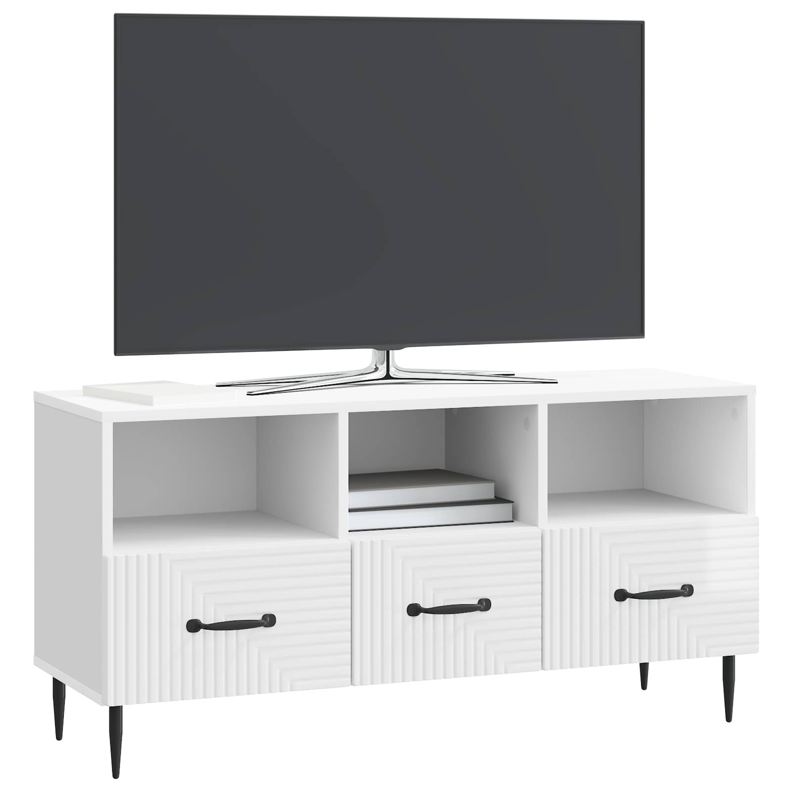 Ντουλάπι TV με συρτάρι Γυαλιστερό Λευκό 102 x 34,5 x 50 εκ. - Pakobazaar