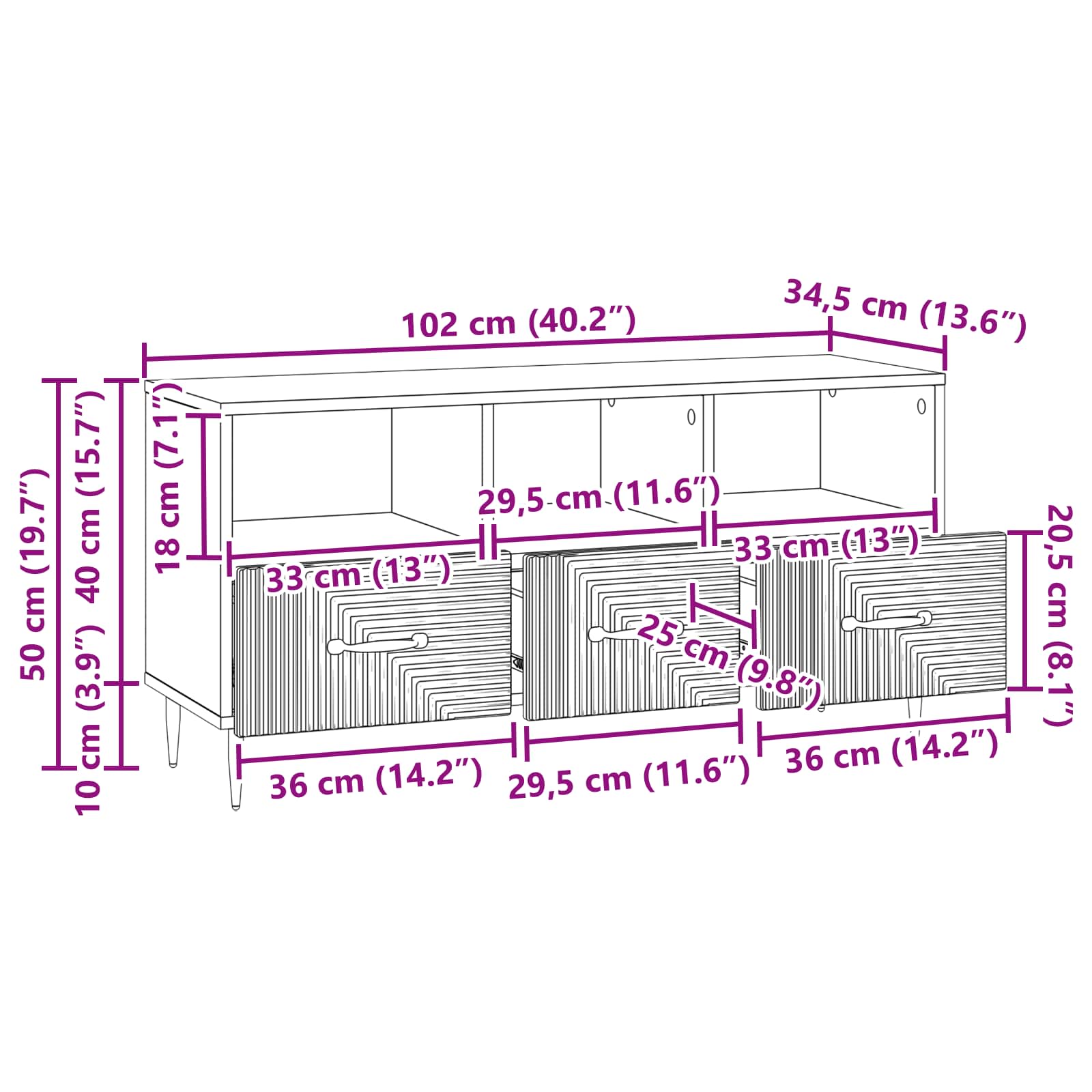 Ντουλάπι TV Artisan Δρυς 102 x 34,5 x 50 εκ. Επεξεργασμένο Ξύλο - Pakobazaar
