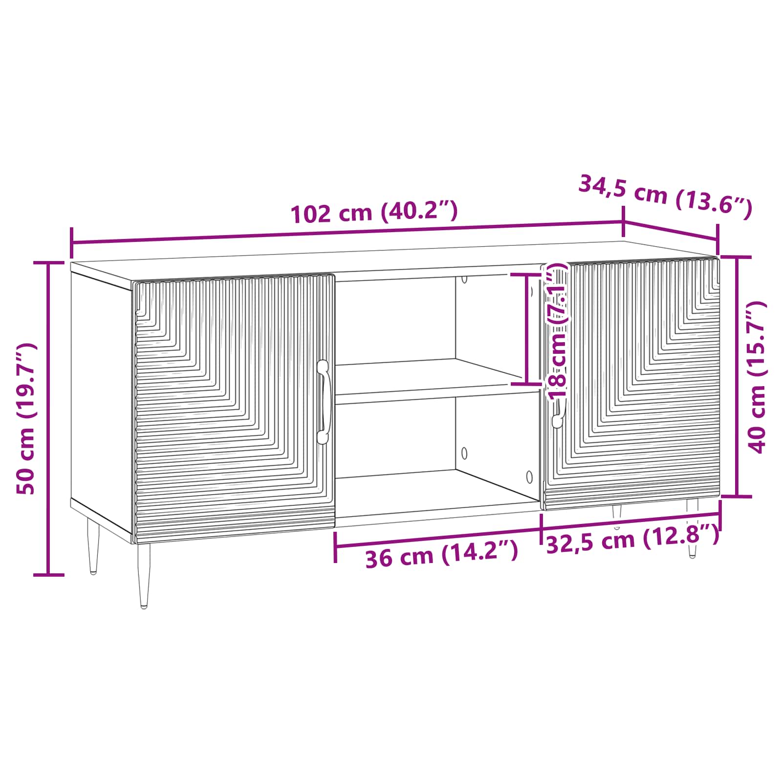 Ντουλάπι TV Παλαιωμένο ξύλο 102 x 34,5 x 50 εκ. - Pakobazaar