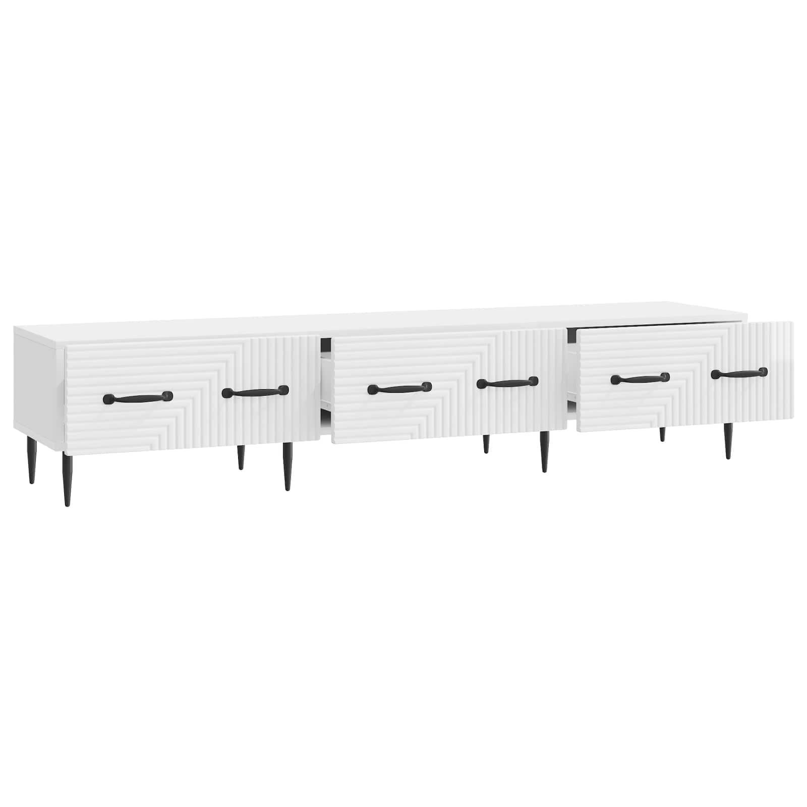Ντουλάπι TV με συρτάρι Γυαλιστερό Λευκό 147 x 34,5 x 30 εκ - Pakobazaar