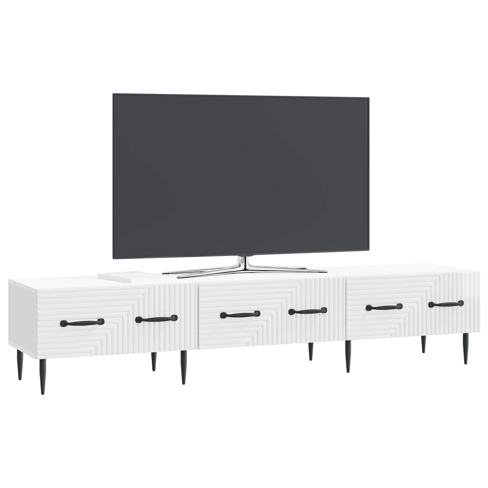Ντουλάπι TV με συρτάρι Γυαλιστερό Λευκό 147 x 34,5 x 30 εκ - Pakobazaar