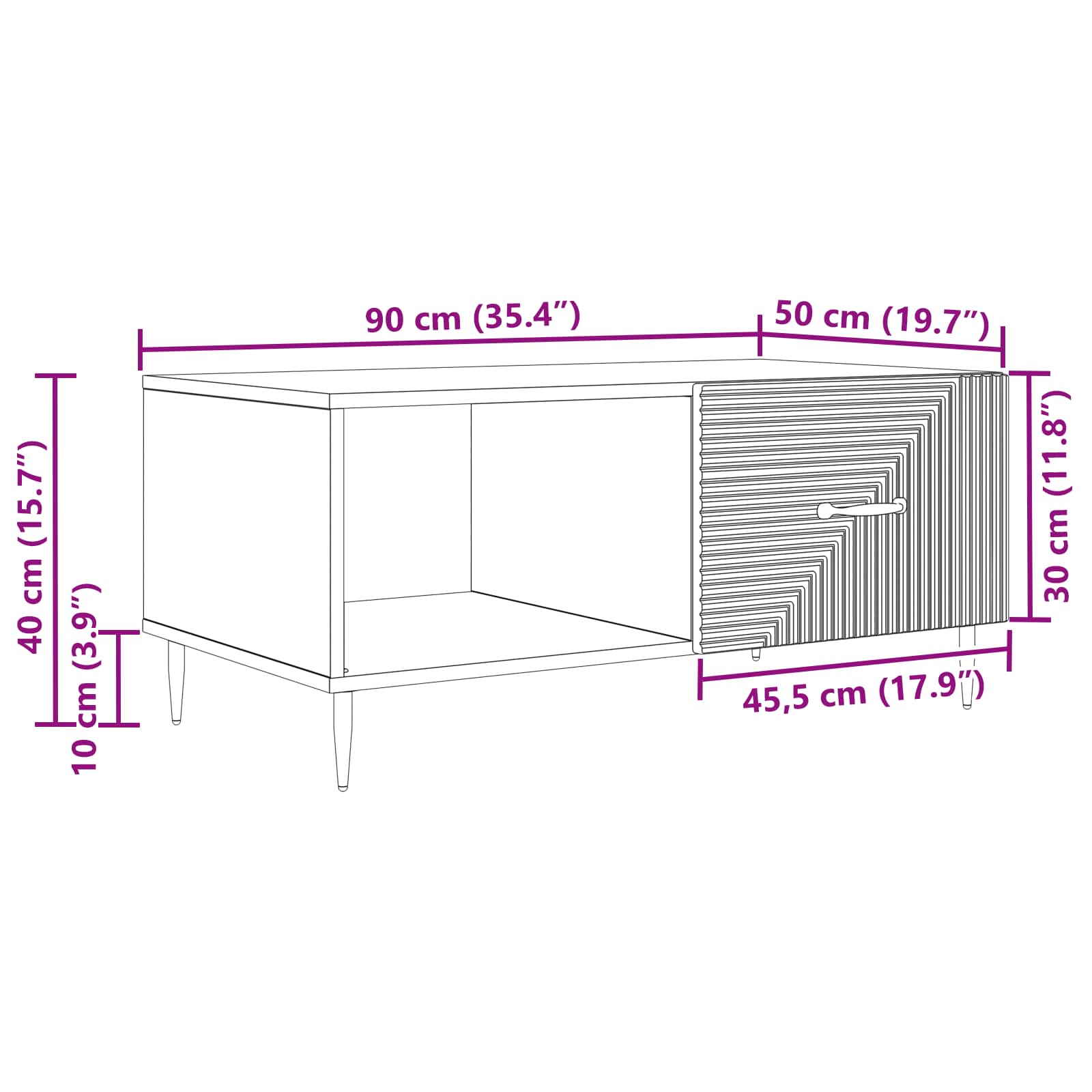 Τραπεζάκι σαλονιού Γκρι Σκυροδέματος 90 x 50 x 40 cm - Pakobazaar
