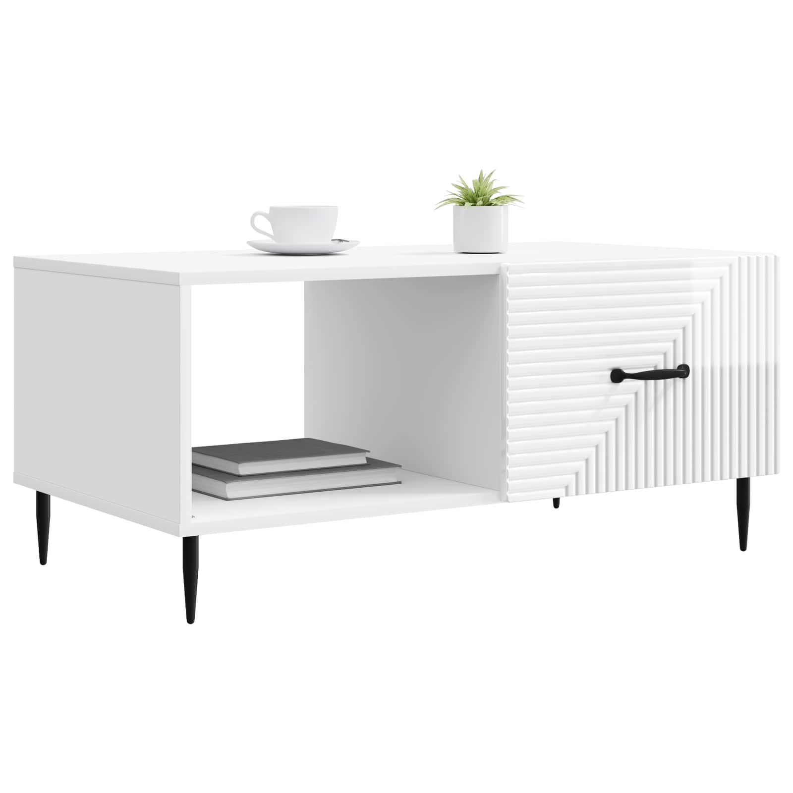 Τραπεζάκι σαλονιού Γυαλιστερό Λευκό 90 x 50 x 40 cm - Pakobazaar