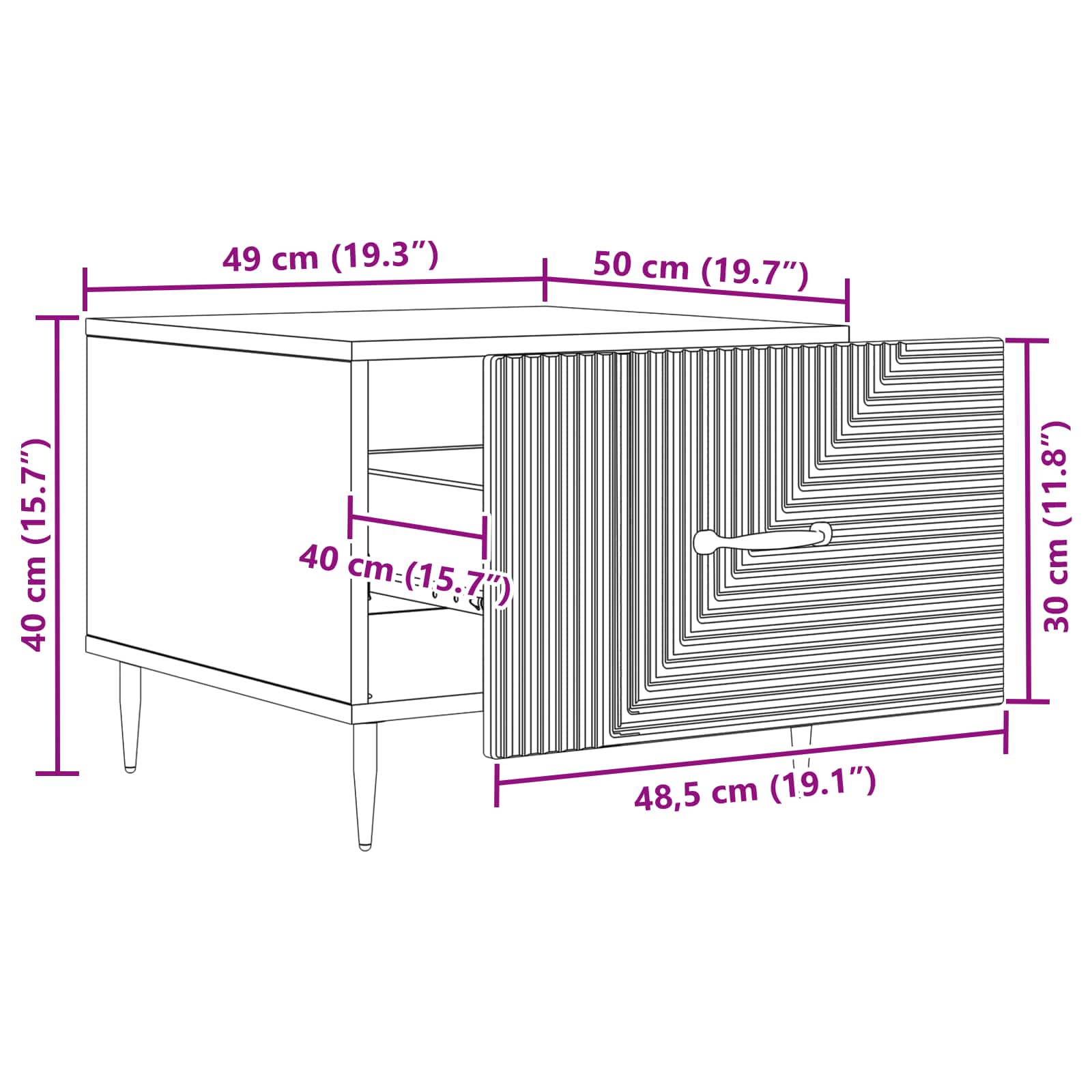Τραπεζάκι σαλονιού με συρτάρι Γκρι Sonoma 49 x 50 x 40 εκ - Pakobazaar