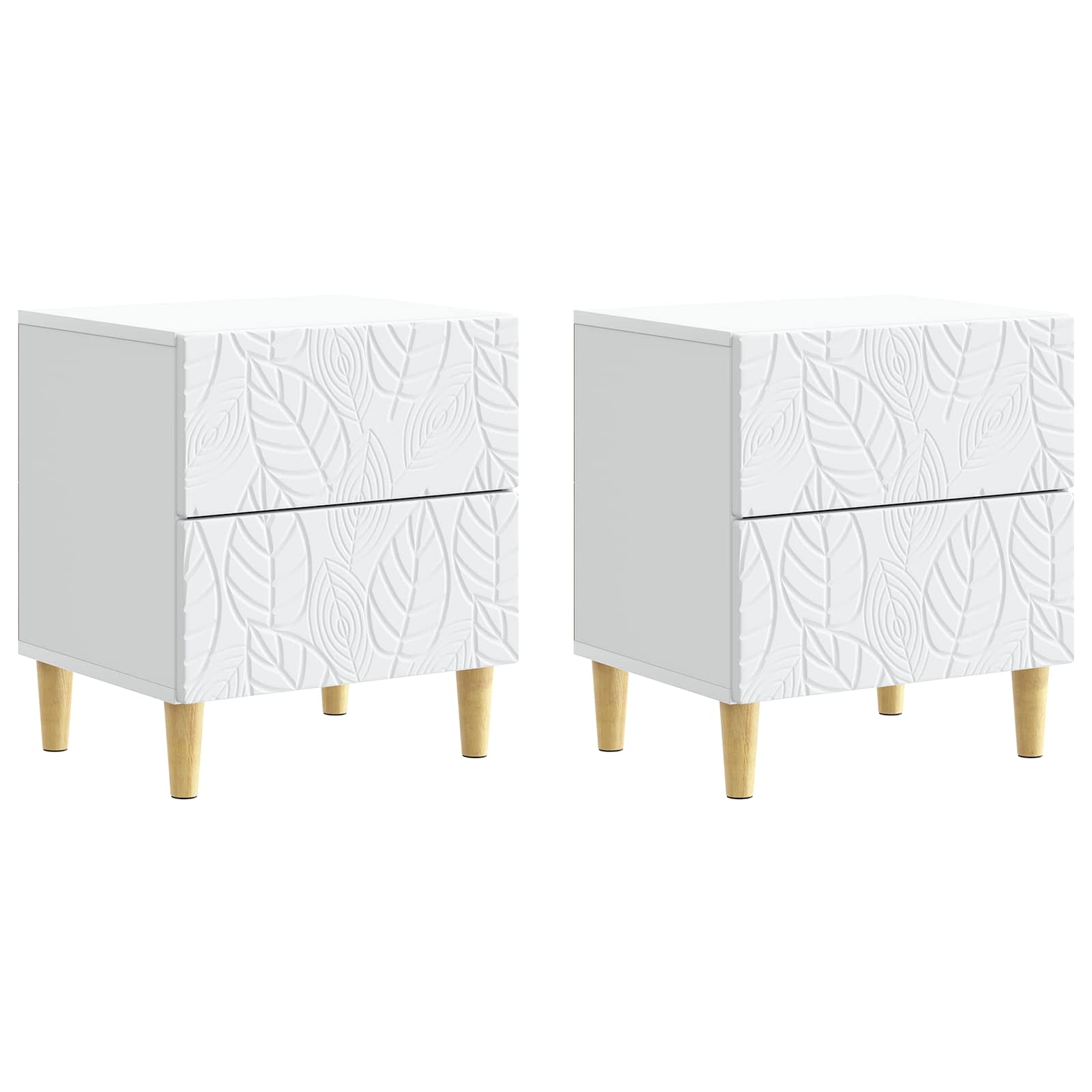 Κομοδίνο 2 pcs Λευκό 43 x 34,5 x 48 εκ Επεξεργασμένο Ξύλο - Pakobazaar
