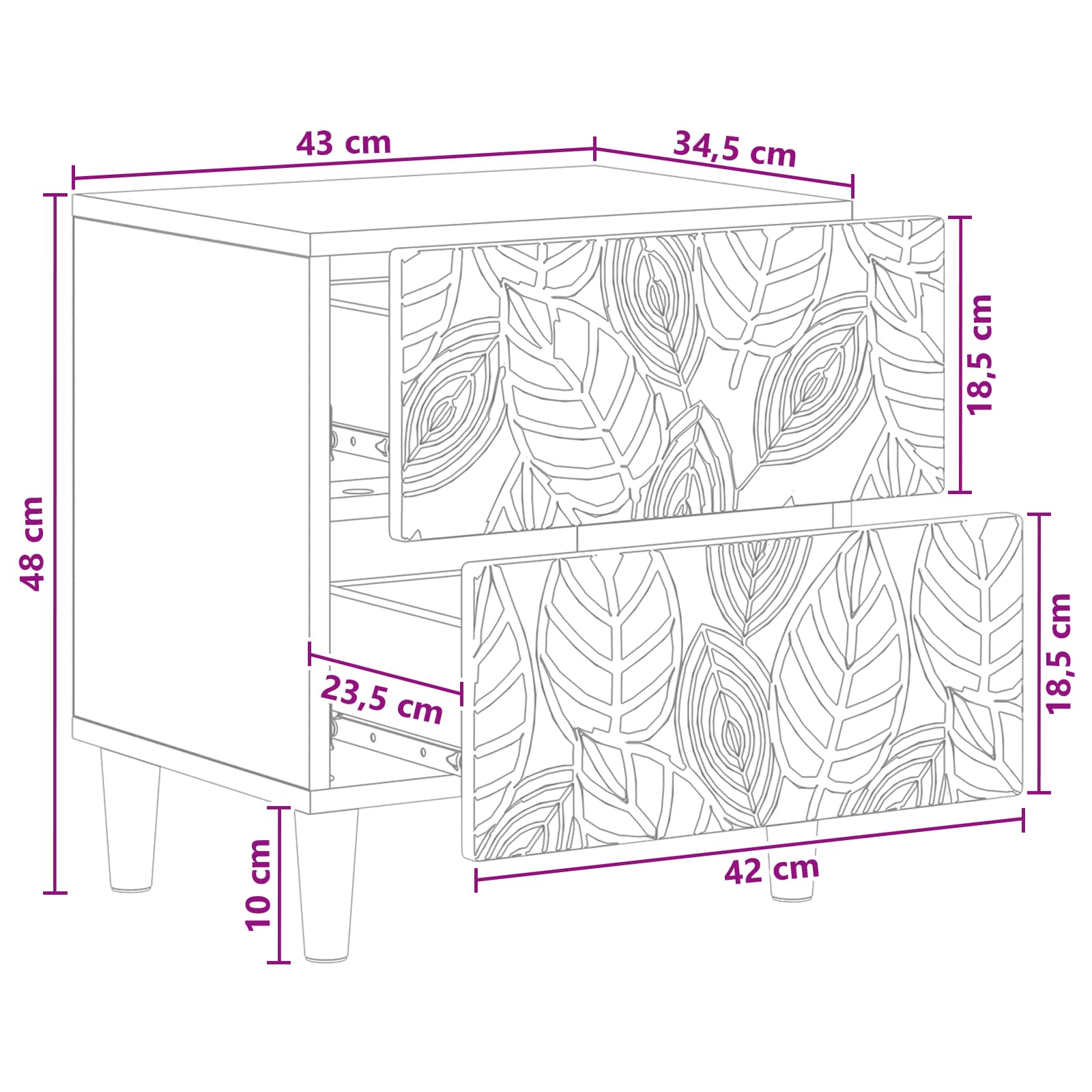 Κομοδίνο 2 pcs Λευκό 43 x 34,5 x 48 εκ Επεξεργασμένο Ξύλο - Pakobazaar