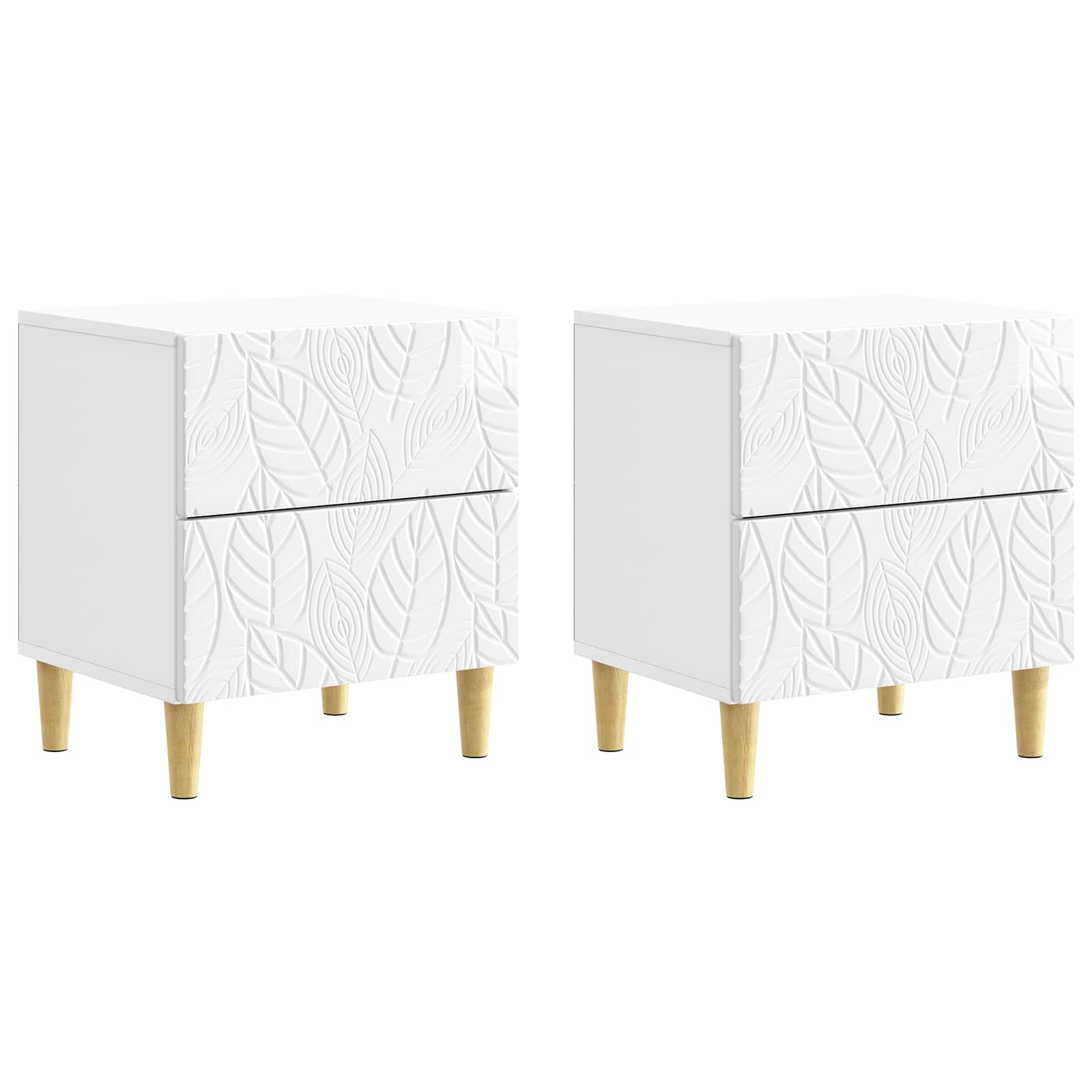 Κομοδίνο 2 pcs Γυαλιστερό Λευκό 43 x 34,5 x 48 εκ - Pakobazaar