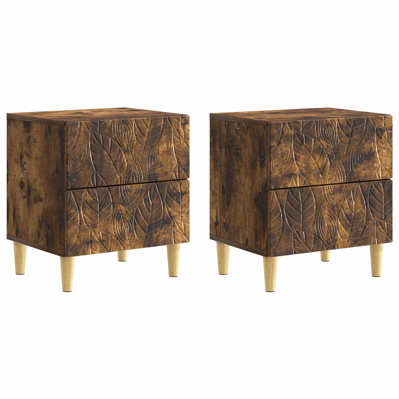 Κομοδίνο 2 pcs Καπνισμένο Ξύλο Δρυός 43 x 34,5 x 48 εκ - Pakobazaar