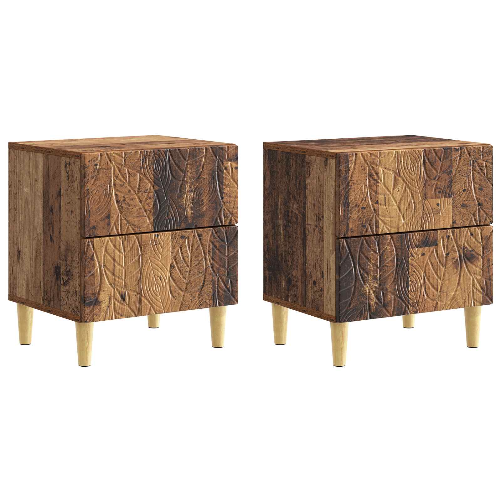 Κομοδίνο 2 pcs Παλαιωμένο ξύλο 43 x 34,5 x 48 εκ - Pakobazaar