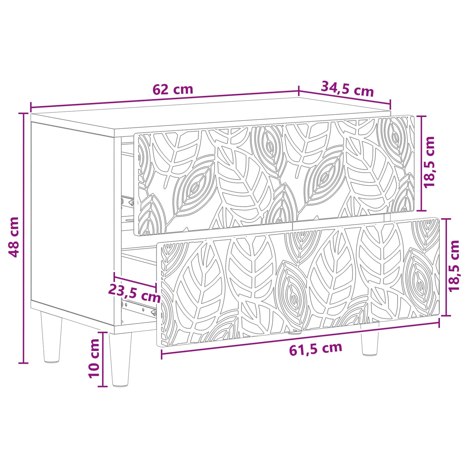 Κομοδίνο Γκρι Σκυροδέματος 62 x 34,5 x 48 εκ Επεξεργασμένο Ξύλο - Pakobazaar